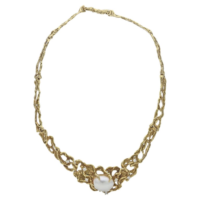 Arthur King South Sea Baroque Pearl Diamond Gold Necklace For Sale at ...