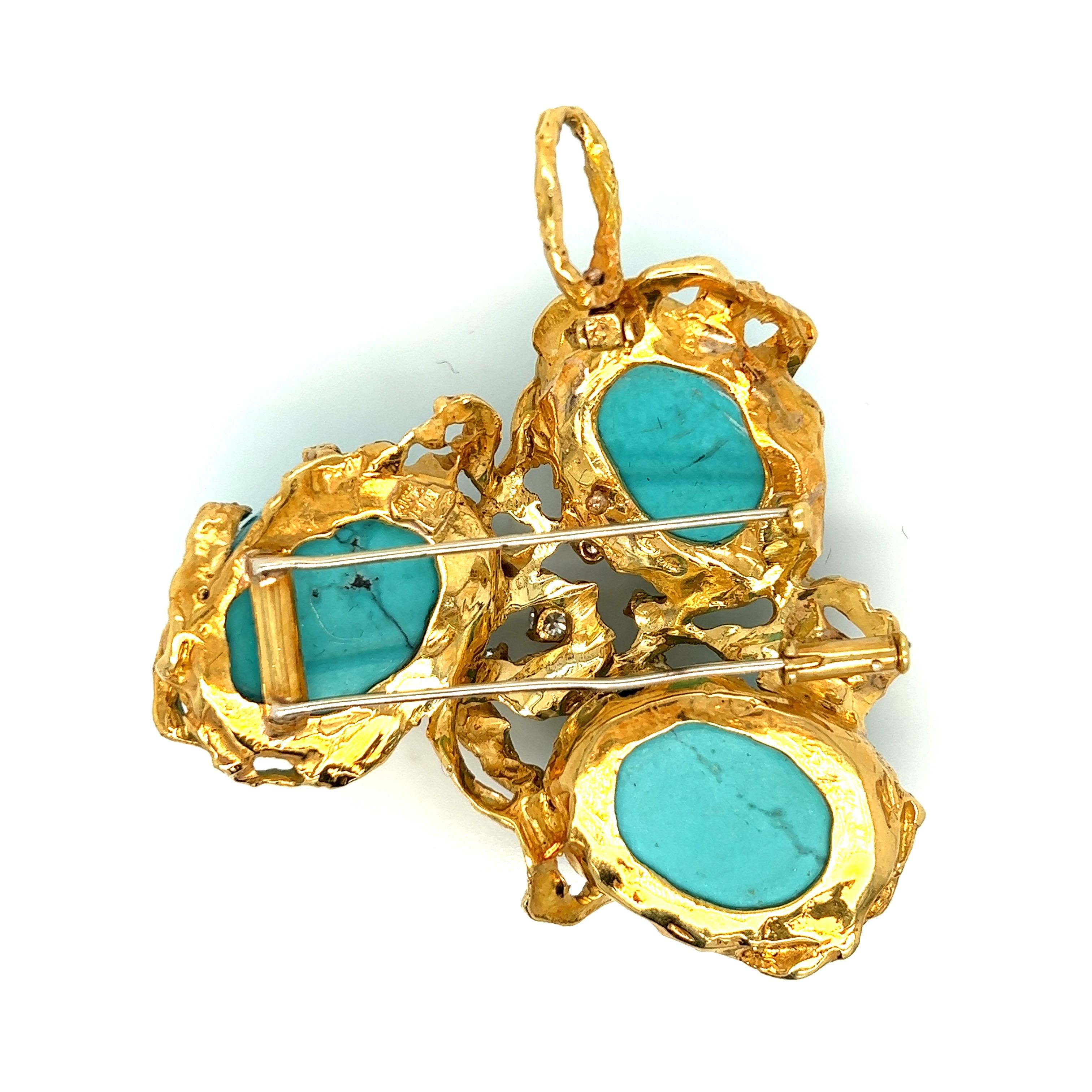 De las mujeres Arthur King Broche Colgante de Oro Turquesa en venta