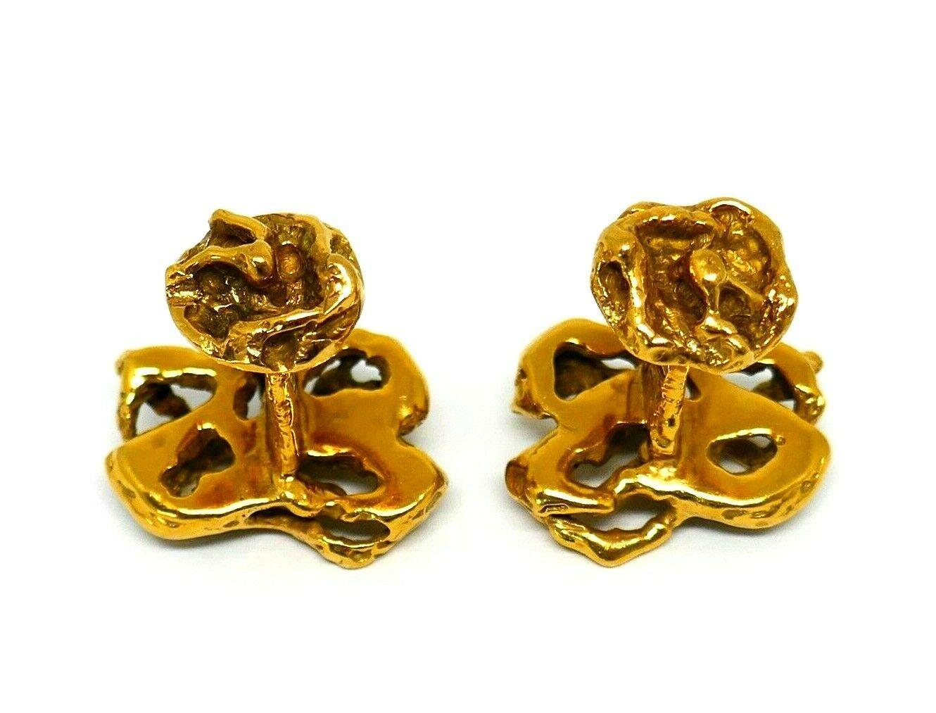 Arthur King Vintage Yellow Gold Nugget Cufflinks In Excellent Condition In Beverly Hills, CA