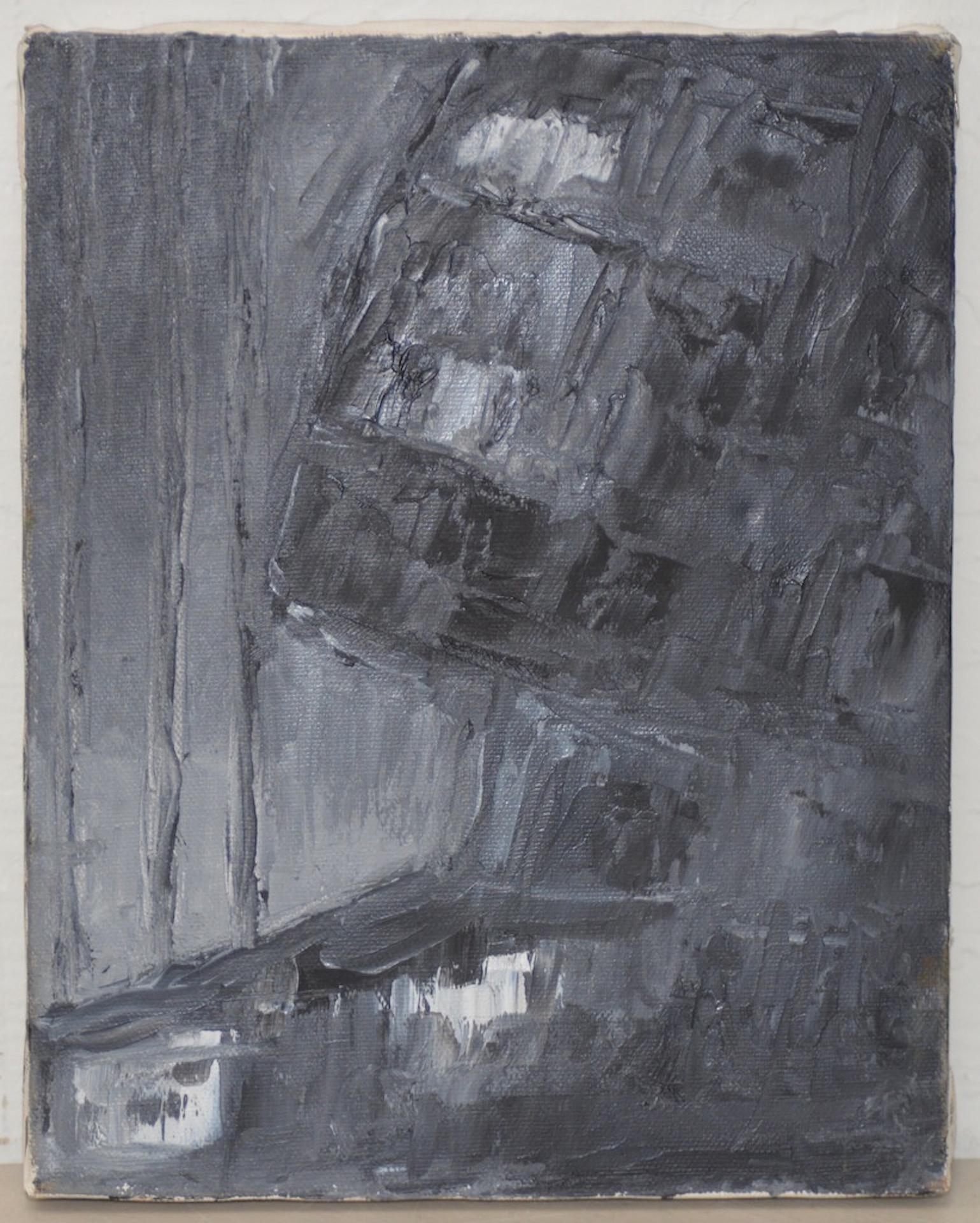 Arthur J. Krakower (1921-2009) "Black and Gray Abstract" Original Oil on Canvas c.1998  

Original oil on canvas by celebrated octogenarian artist Arthur J. Krakower.  

Dimensions 8" x 10". Signed and dated on the back.  Very good condition. 