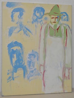 Arthur J. Krakower "The Butcher on Featherbed Lane" Oil on Canvas c.2000