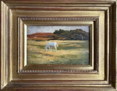 White Pony in the New Forest - Etruscan School British landscape by Arthur Lemon