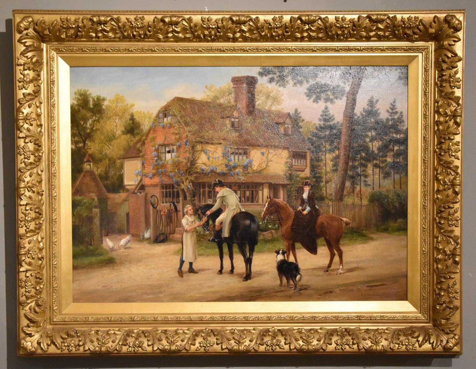 Oil Painting by Arthur Longley Vernon "At the Blacksmiths"