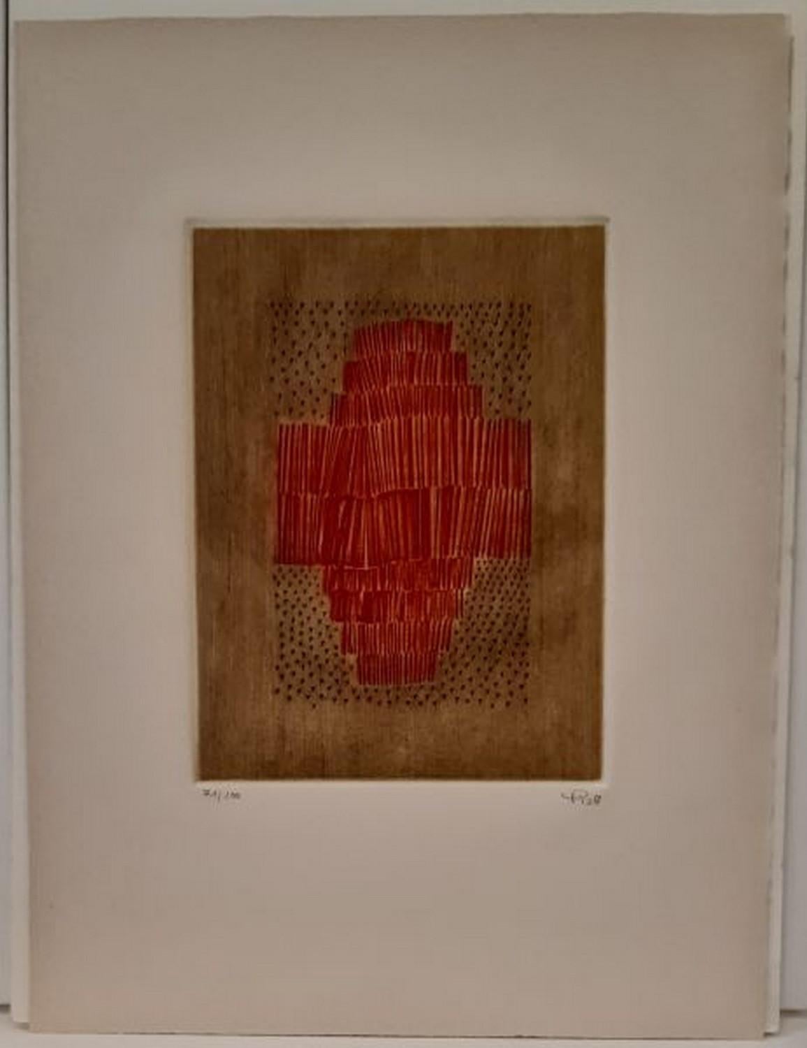 Arthur Luis Piza Abstract Print - Rouge en croix 