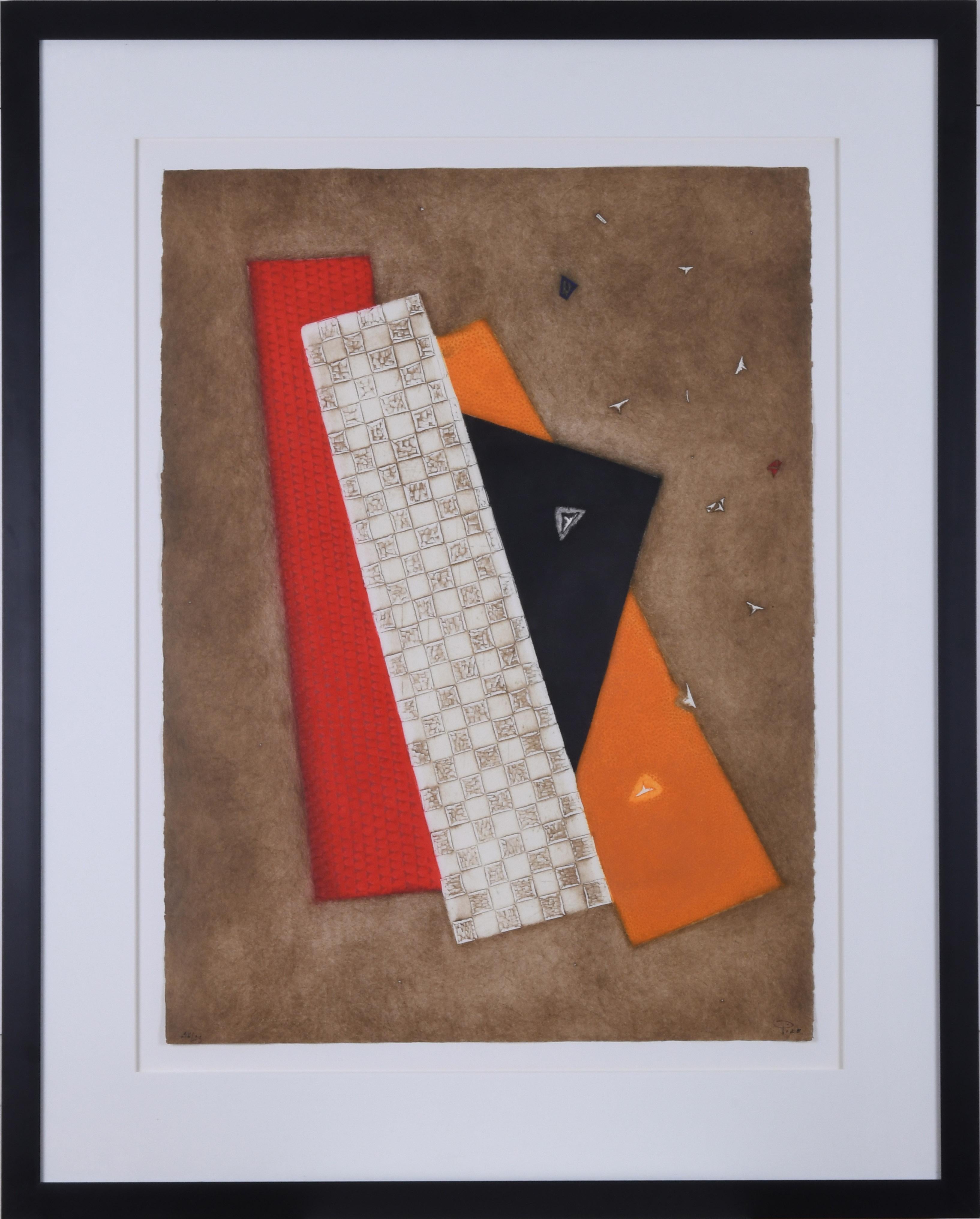Arthur Luiz Piza Abstract Print – Komposition rouge orangé