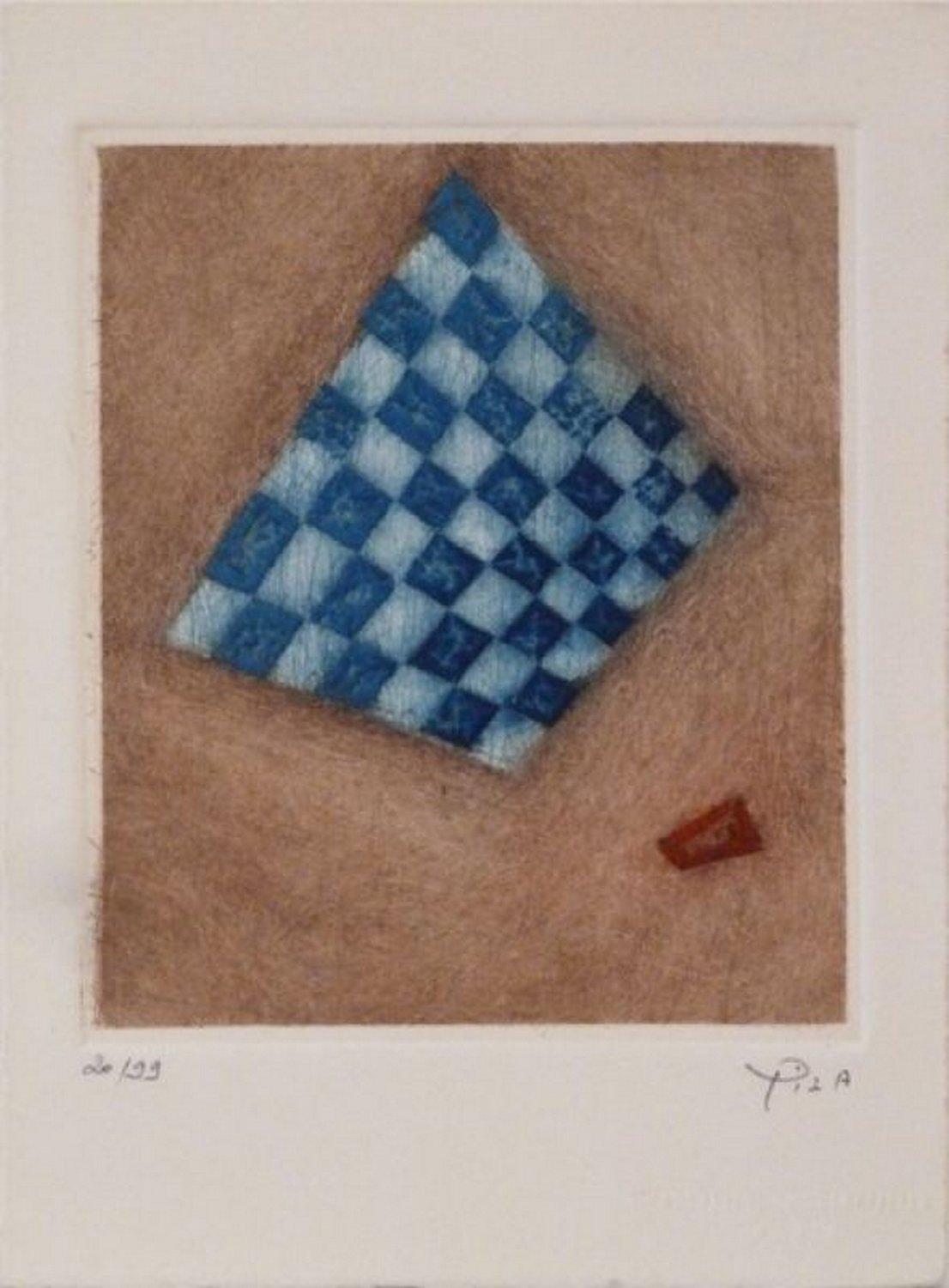 Arthur Luiz Piza Abstract Print - "Damier Bleu" 