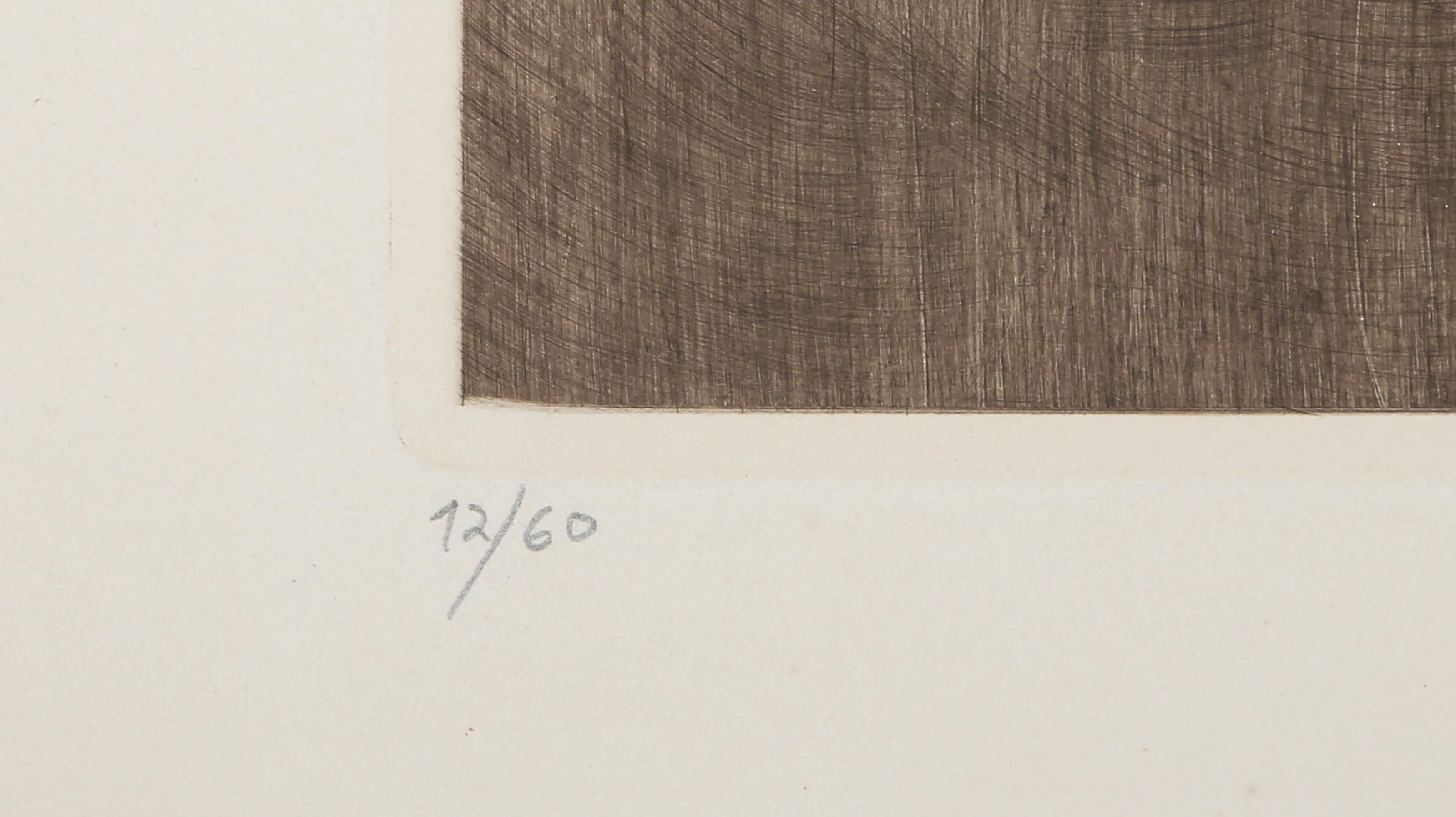 Etoiles, Conceptual Etching by Arthur-Luiz Piza - Brown Abstract Print by Arthur Luiz Piza