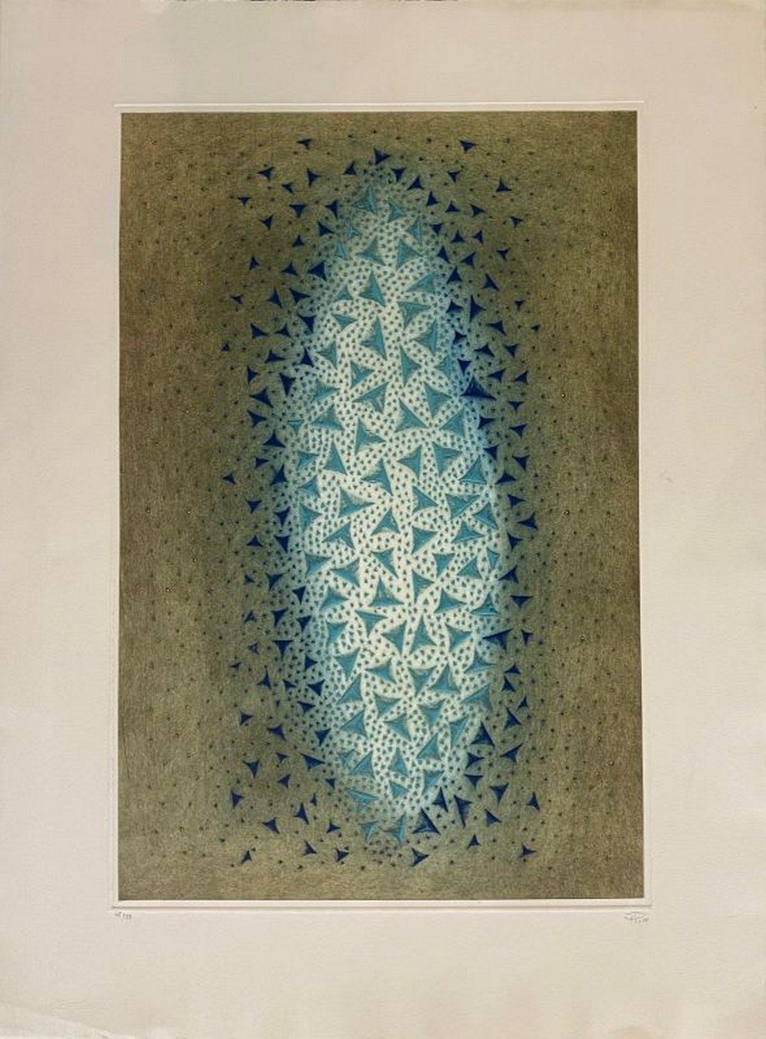 Abstract Print Arthur Luiz Piza - Paillettes de bleu 