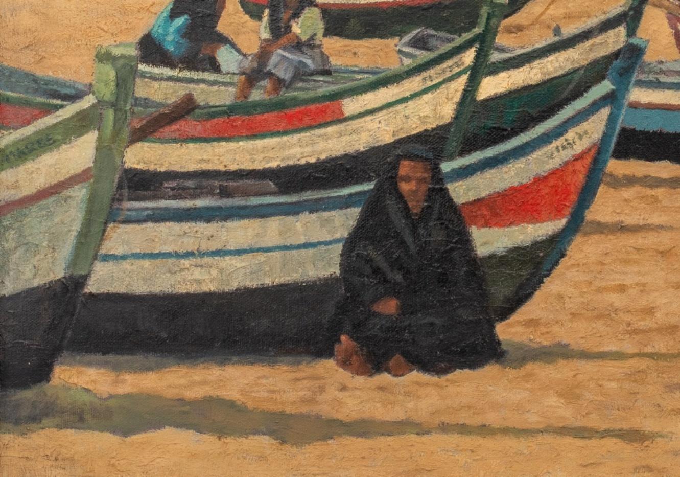 Classique américain Arthur Maclean - Peinture à l'huile - Scène de plage en vente