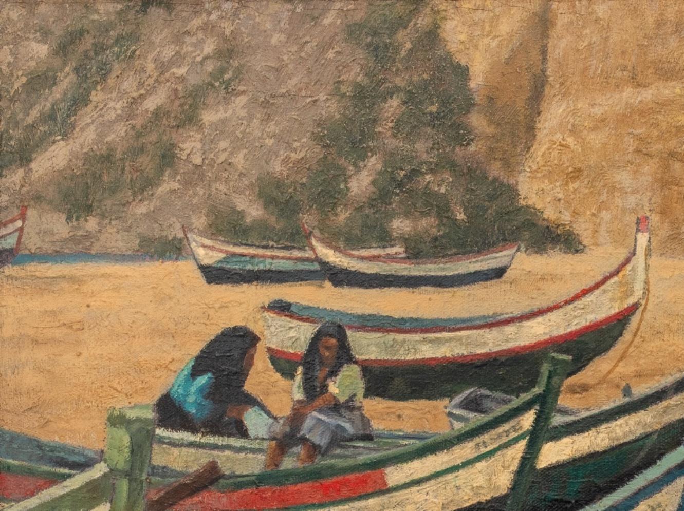 American Classical Arthur Maclean Beach Scene Oil Painting For Sale