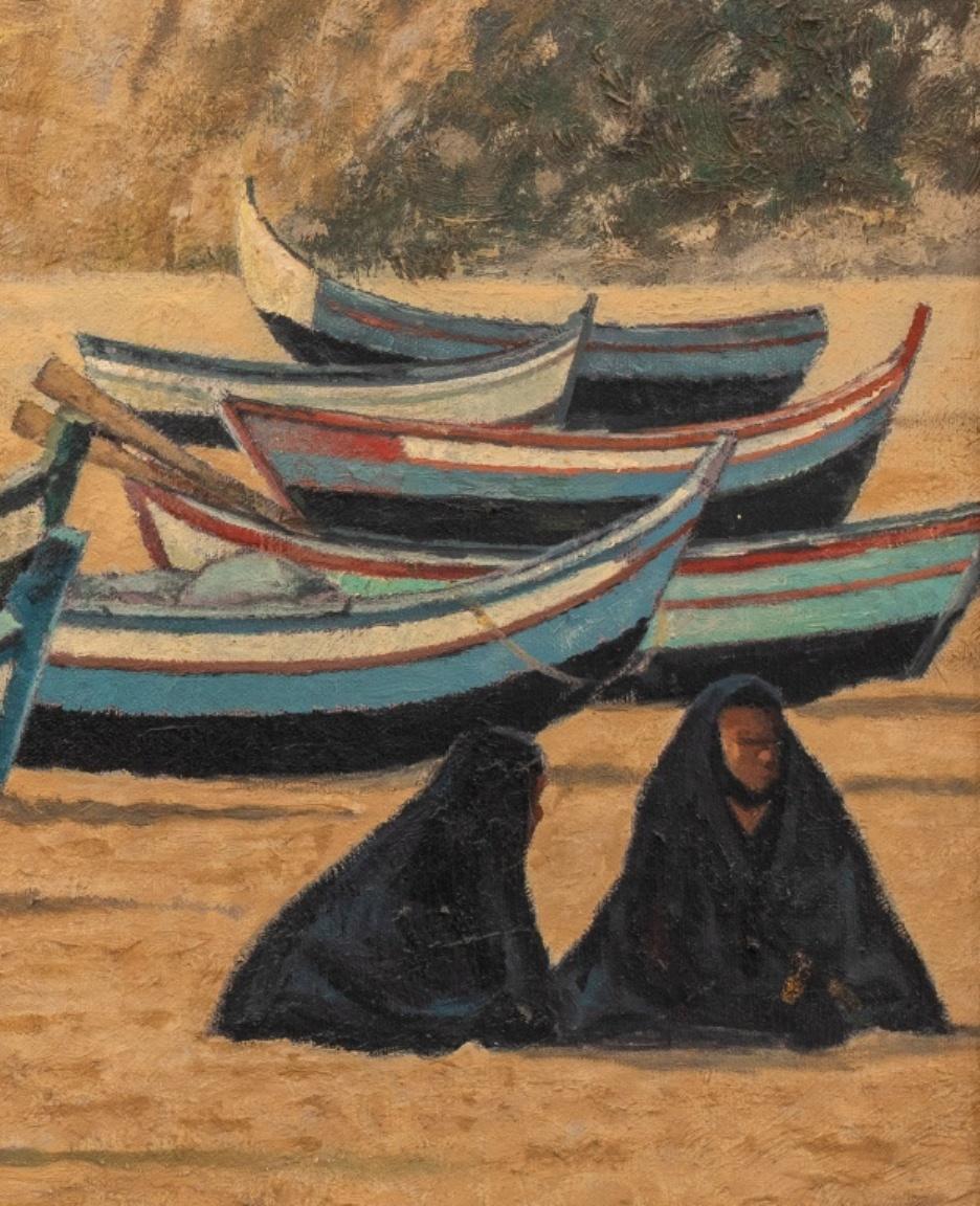 20ième siècle Arthur Maclean - Peinture à l'huile - Scène de plage en vente