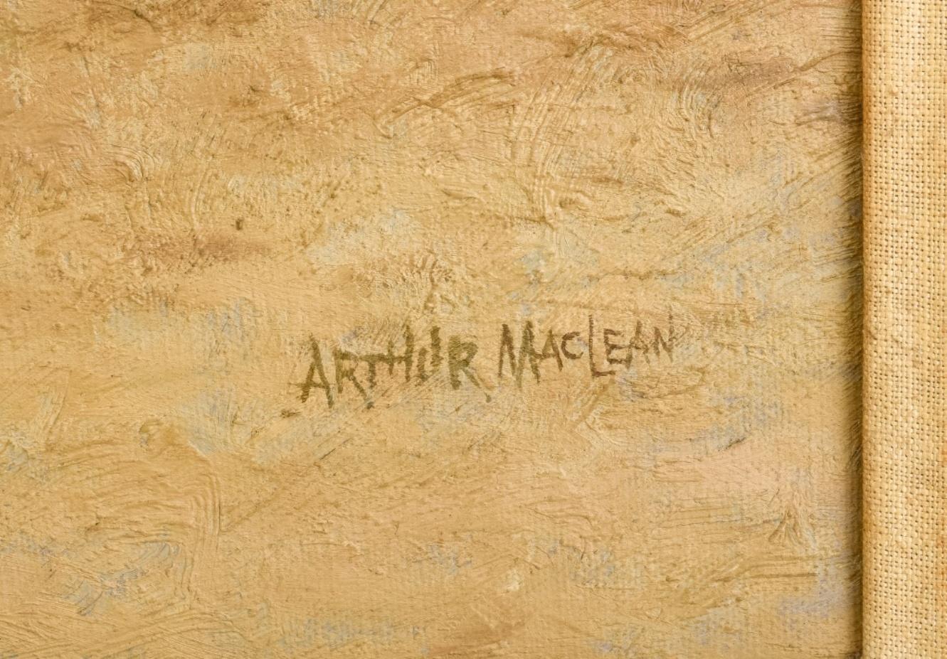 20th Century Arthur Maclean Beach Scene Oil Painting For Sale