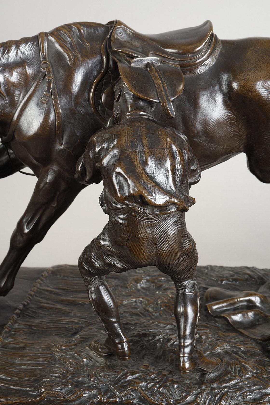 Groupe en bronze à patine brun foncé nuancée - Sculpture de Arthur Marie Gabriel comte du Passage