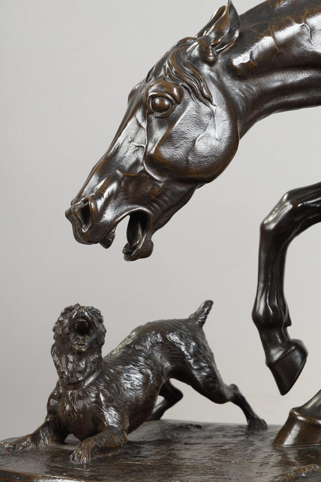 Groupe en bronze à patine brun foncé nuancée - Or Figurative Sculpture par Arthur Marie Gabriel comte du Passage