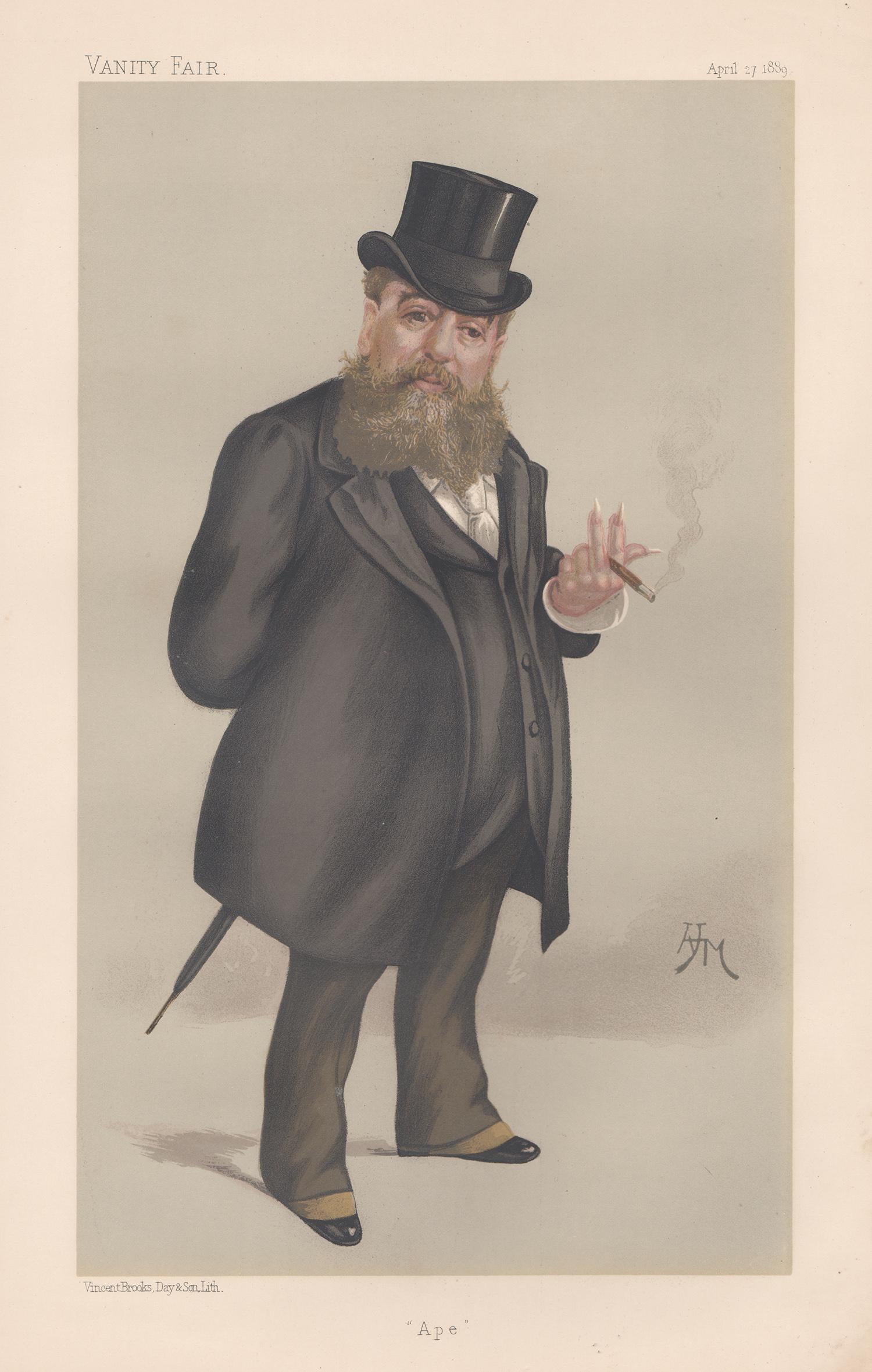 Arthur Marks Portrait Print - Carlo Pellegrini, Vanity Fair artist portrait chromolithograph 1889