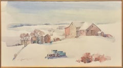Arthur Meltzer “Winter Farm Landscape” Watercolor