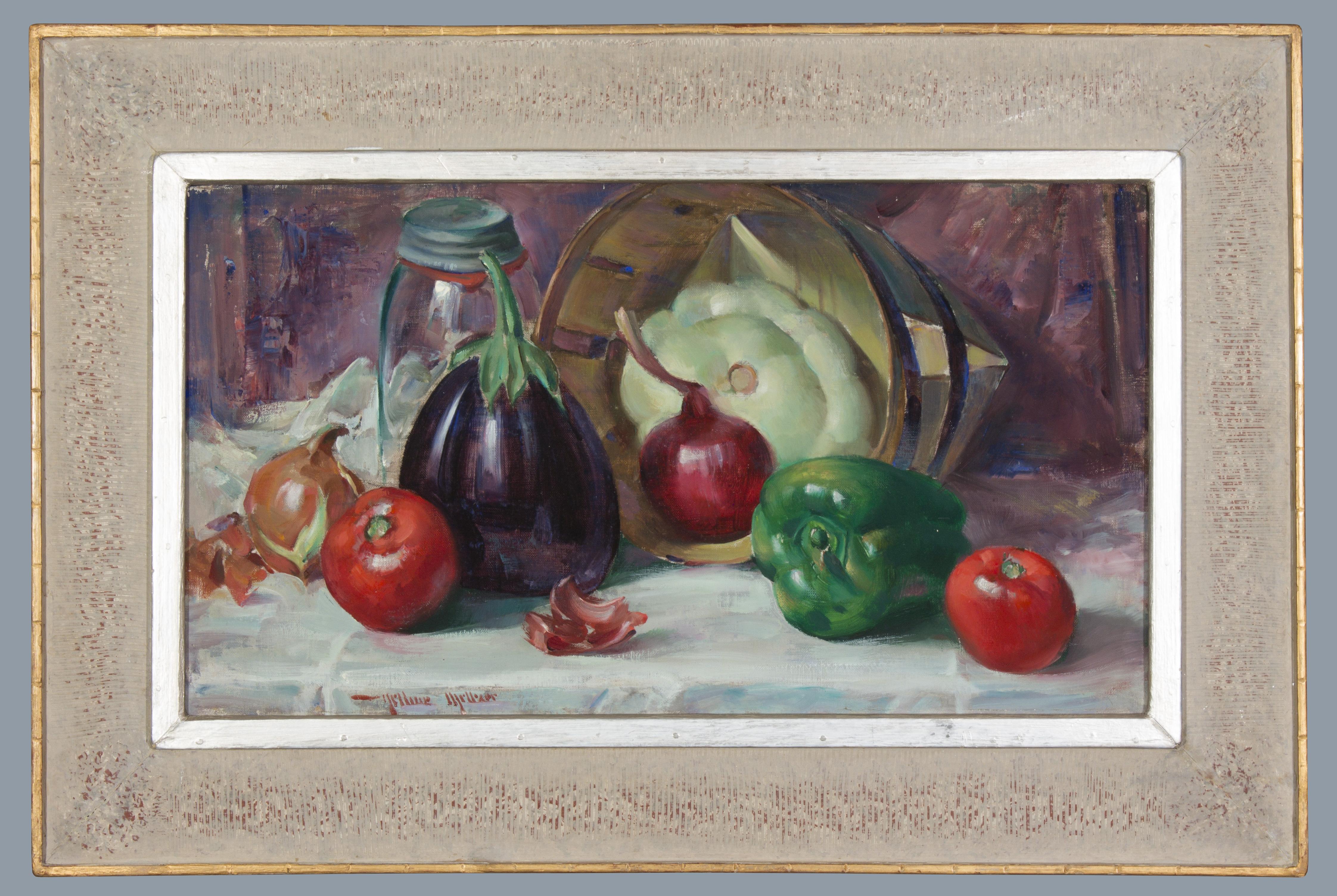 Arthur Meltzer Still-Life Painting - Green Pepper - Late Modernist Still Life