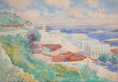 1920 Watercolor of Honolulu Harbor from Hillside Hawai
i by Arthur Merton Hazard