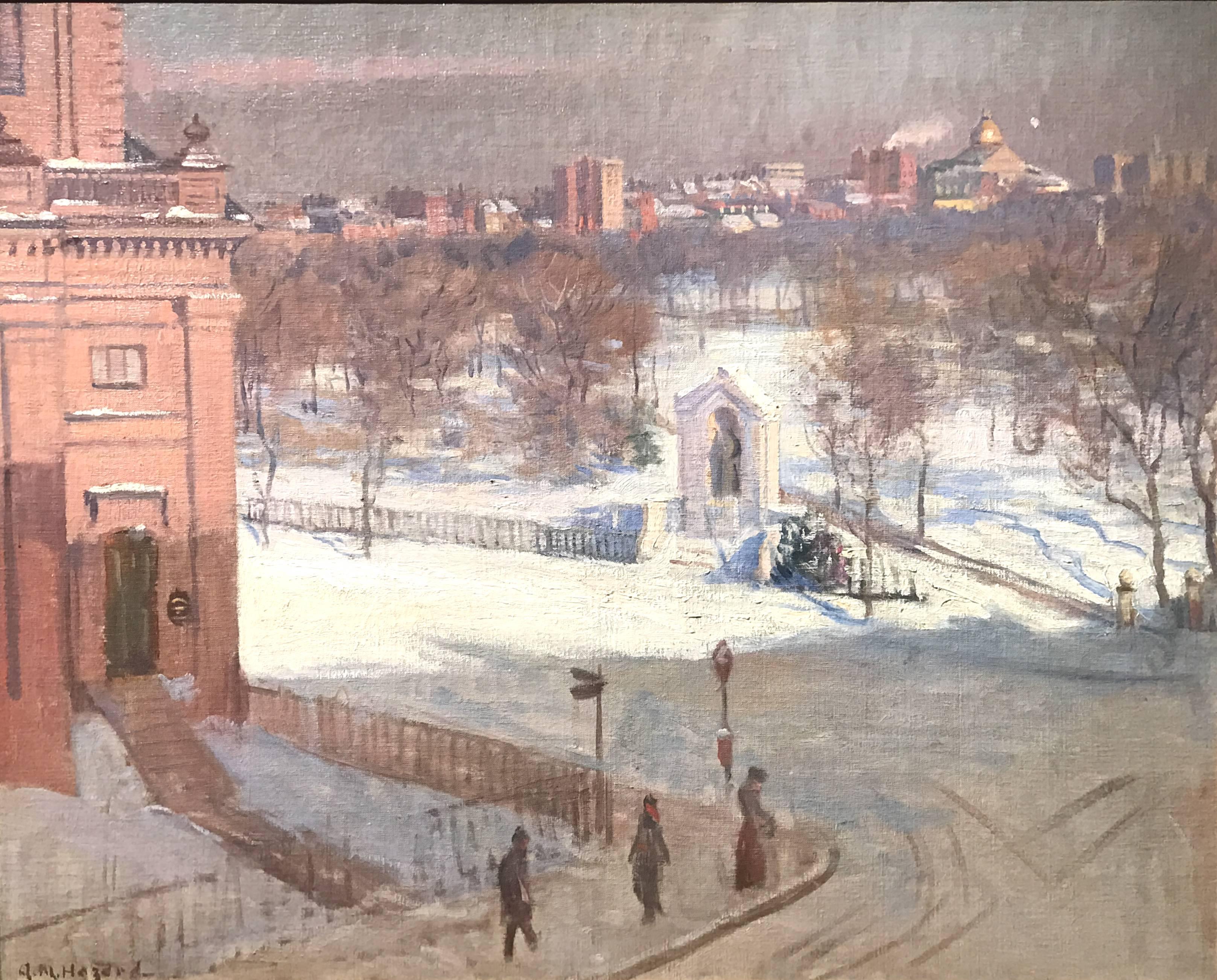 View of State House From Boylston Street, Boston MA - Painting by Arthur Merton Hazard