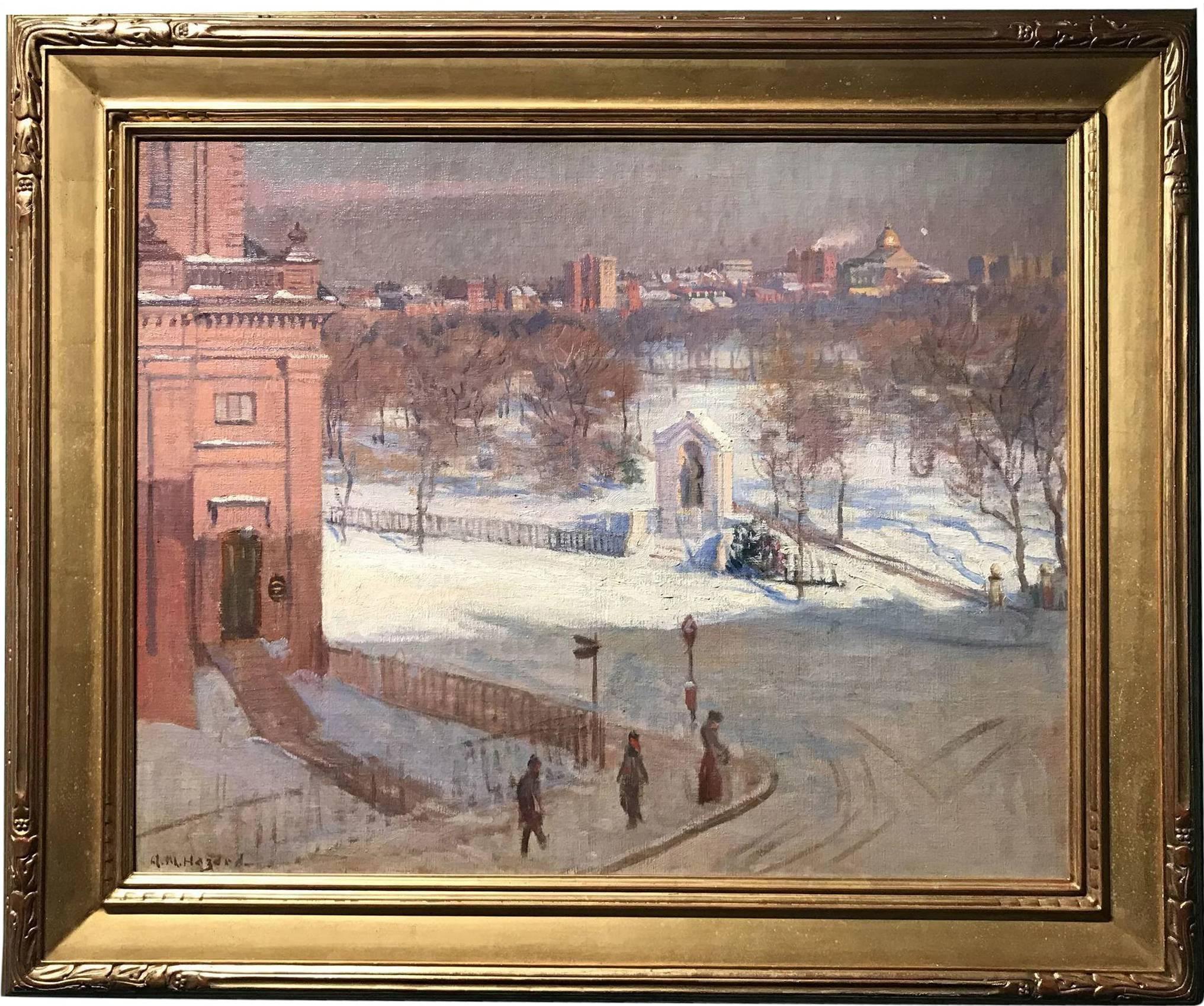 Arthur Merton Hazard Landscape Painting - View of State House From Boylston Street, Boston MA