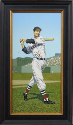 Vintage American Sporting Art Ted Williams Boston Red Sox Baseball Portrait