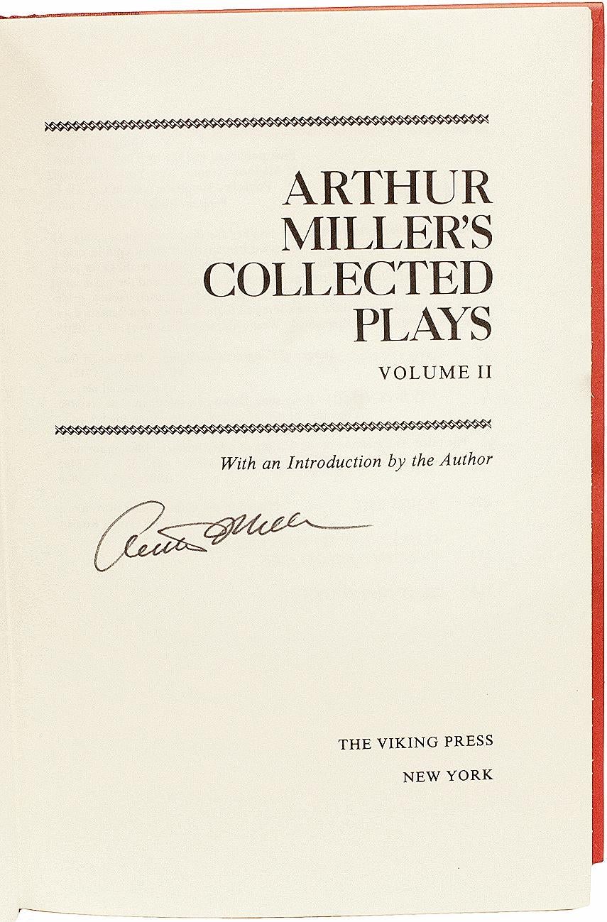 Fin du 20e siècle Arthur Miller's Collected Plays Volume II - 1981 - Première Édition SIGNÉE en vente