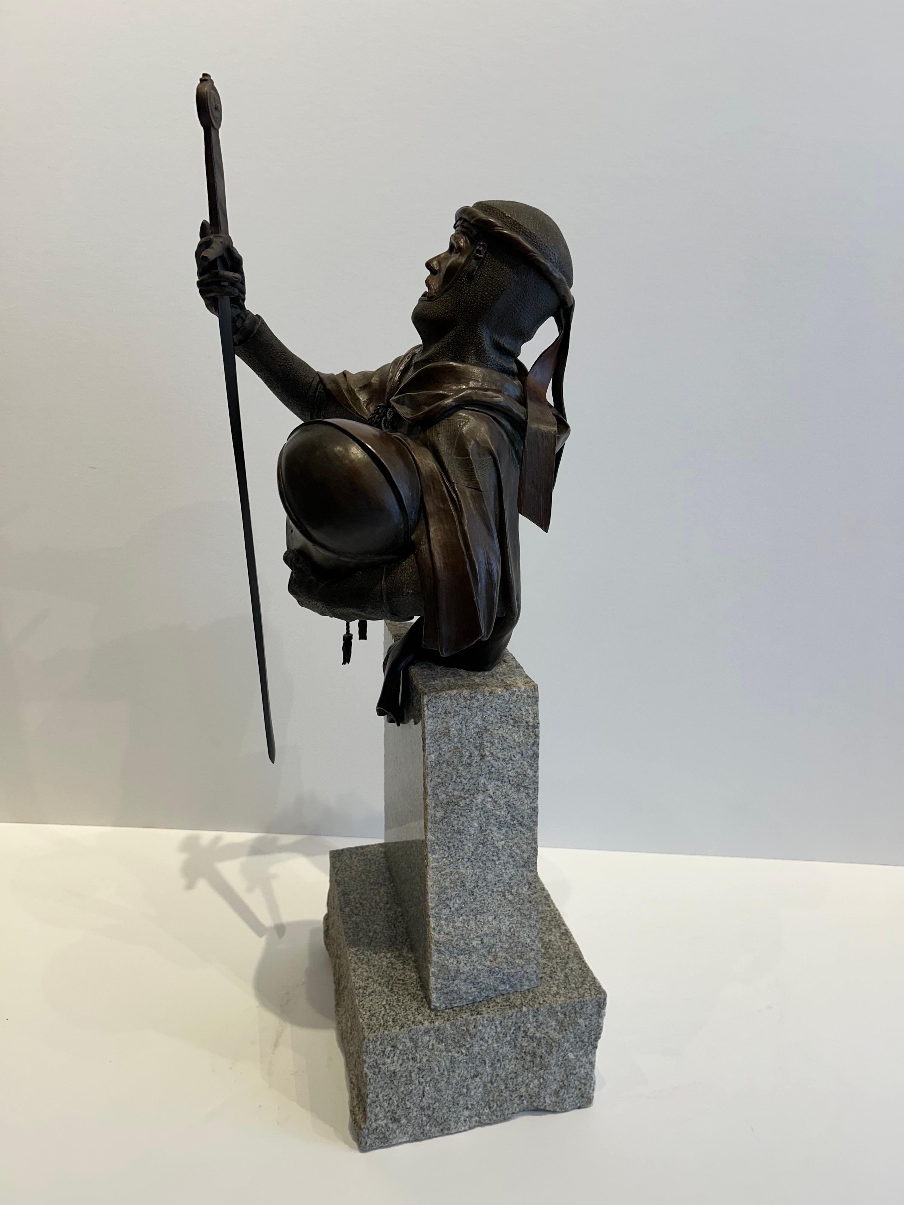 The Crusader - Gold Figurative Sculpture by Arthur Nathan Muir