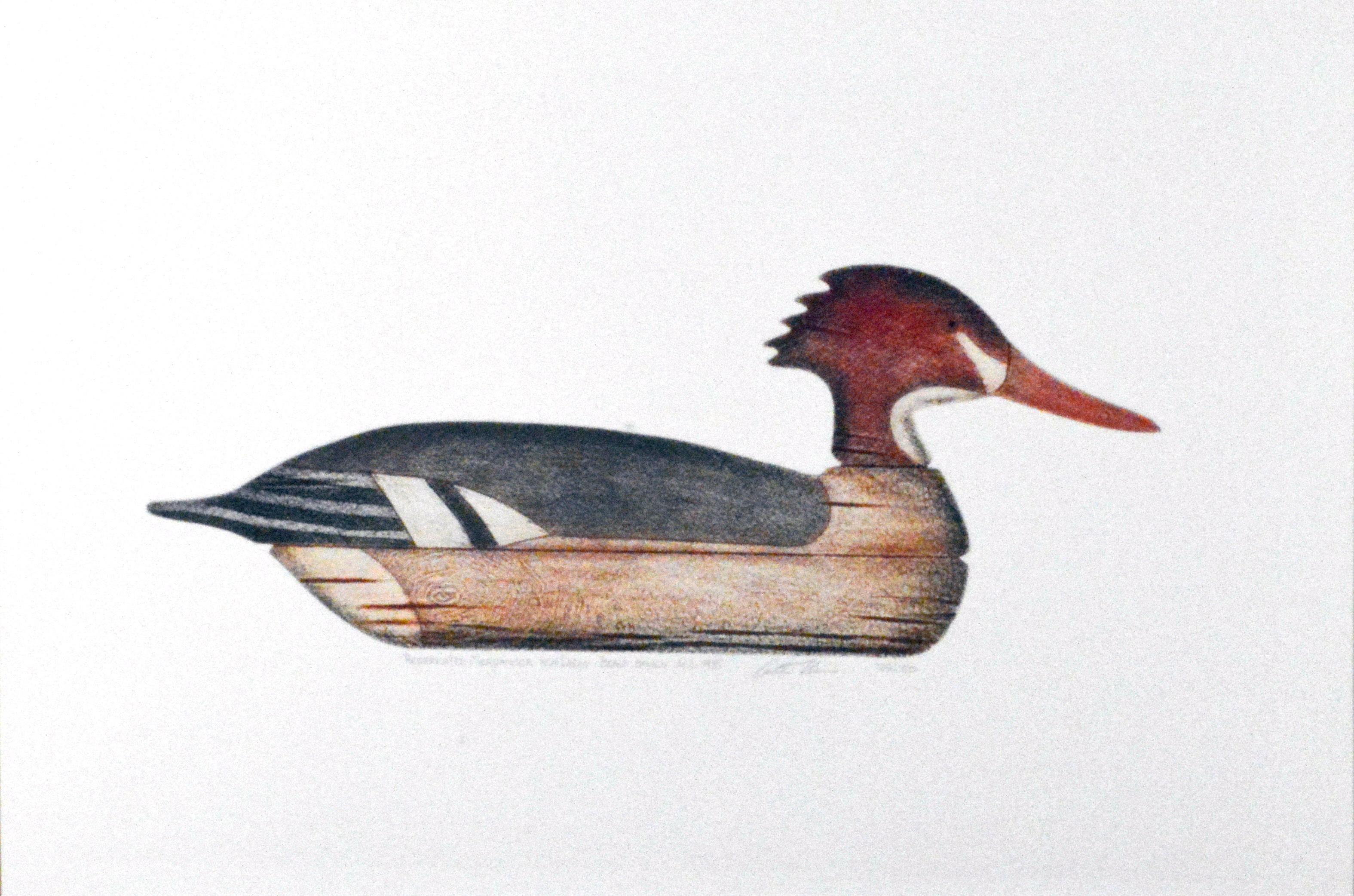 Impression d'Arthur Nevin d'un bois décoré d'un canard sauterelle à la cuve rouge, Beach Haven, NJ Bon état - En vente à Downingtown, PA