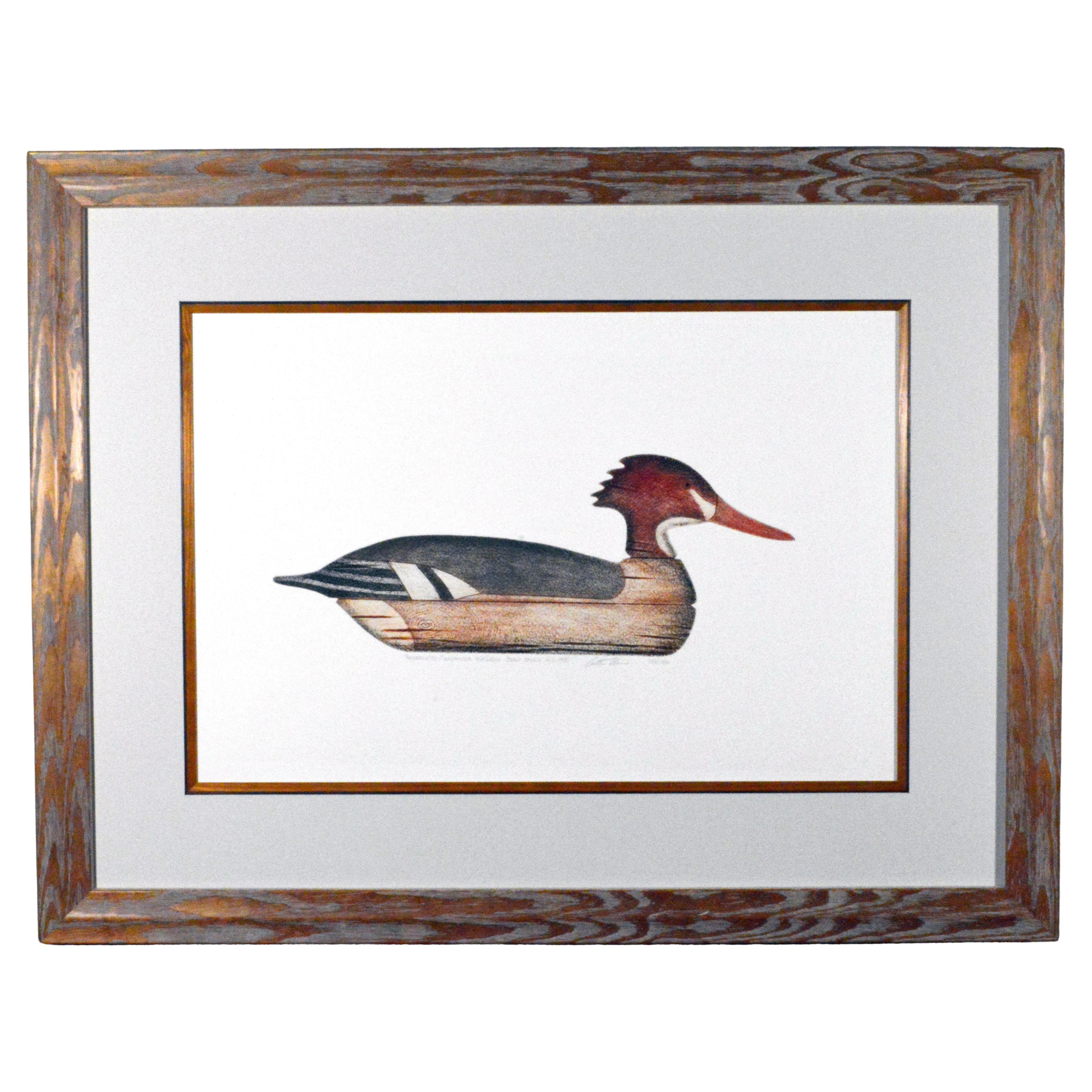 Impression d
Arthur Nevin d
un bois décoré d
un canard sauterelle à la cuve rouge, Beach Haven, NJ en vente