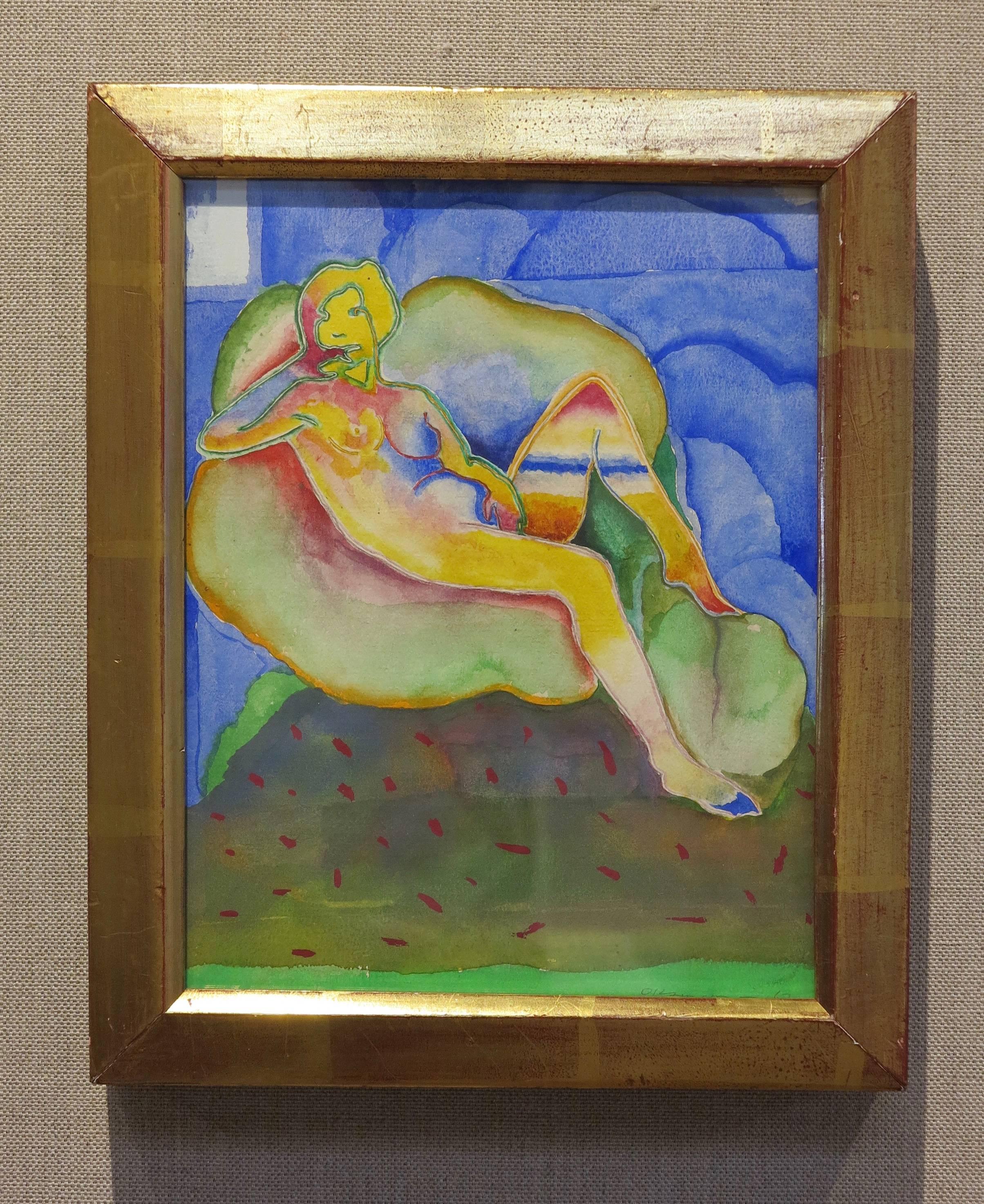 Nude on Rock, 1967 - Pop Art Painting by Arthur Okamura