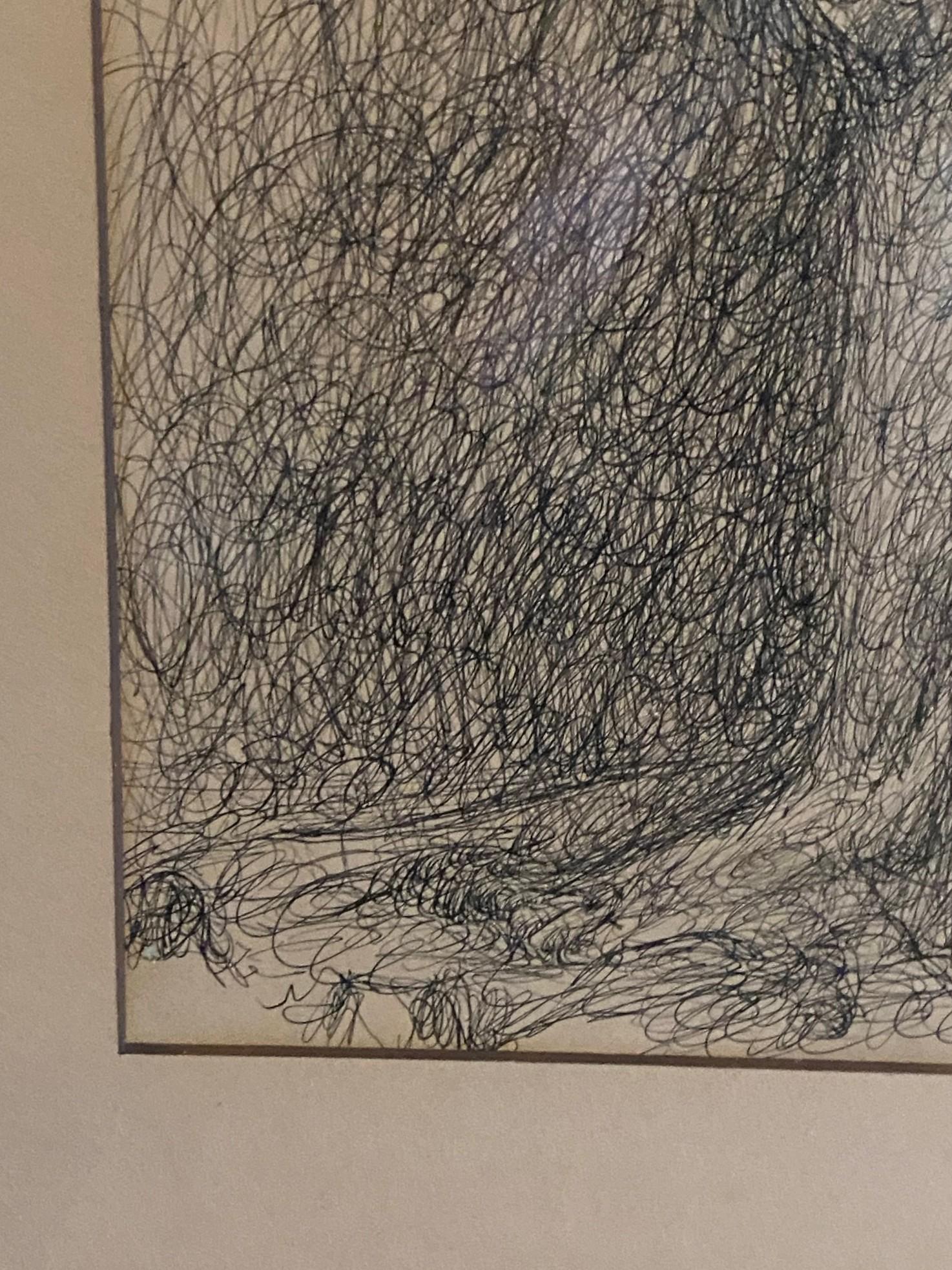 Arthur Okamura Signed Original Ink on Paper Drawing Nude Portrait of Woman For Sale 4