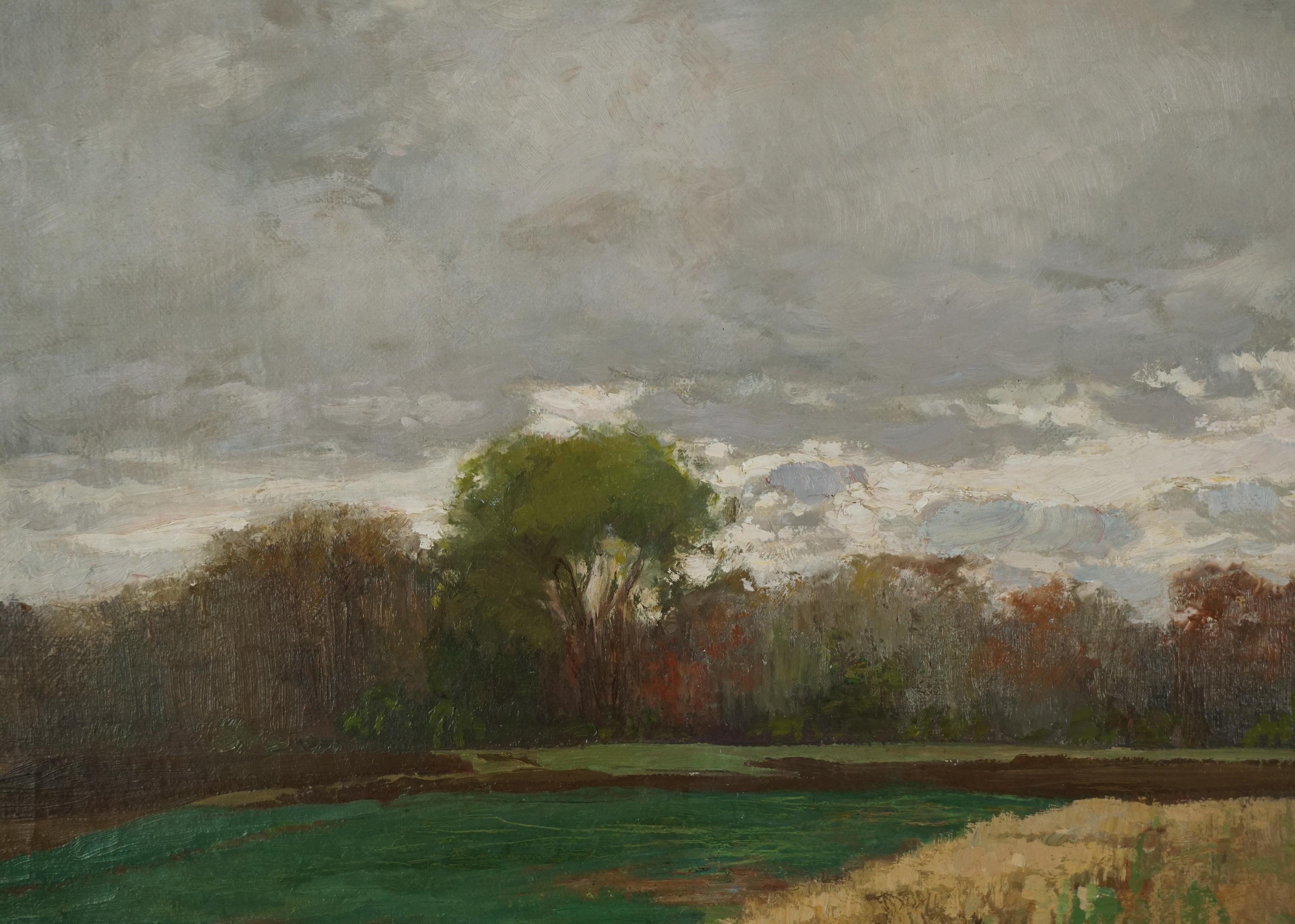 Deutsche impressionistische Flusslandschaft des späten 19. – Painting von Arthur Paetzold