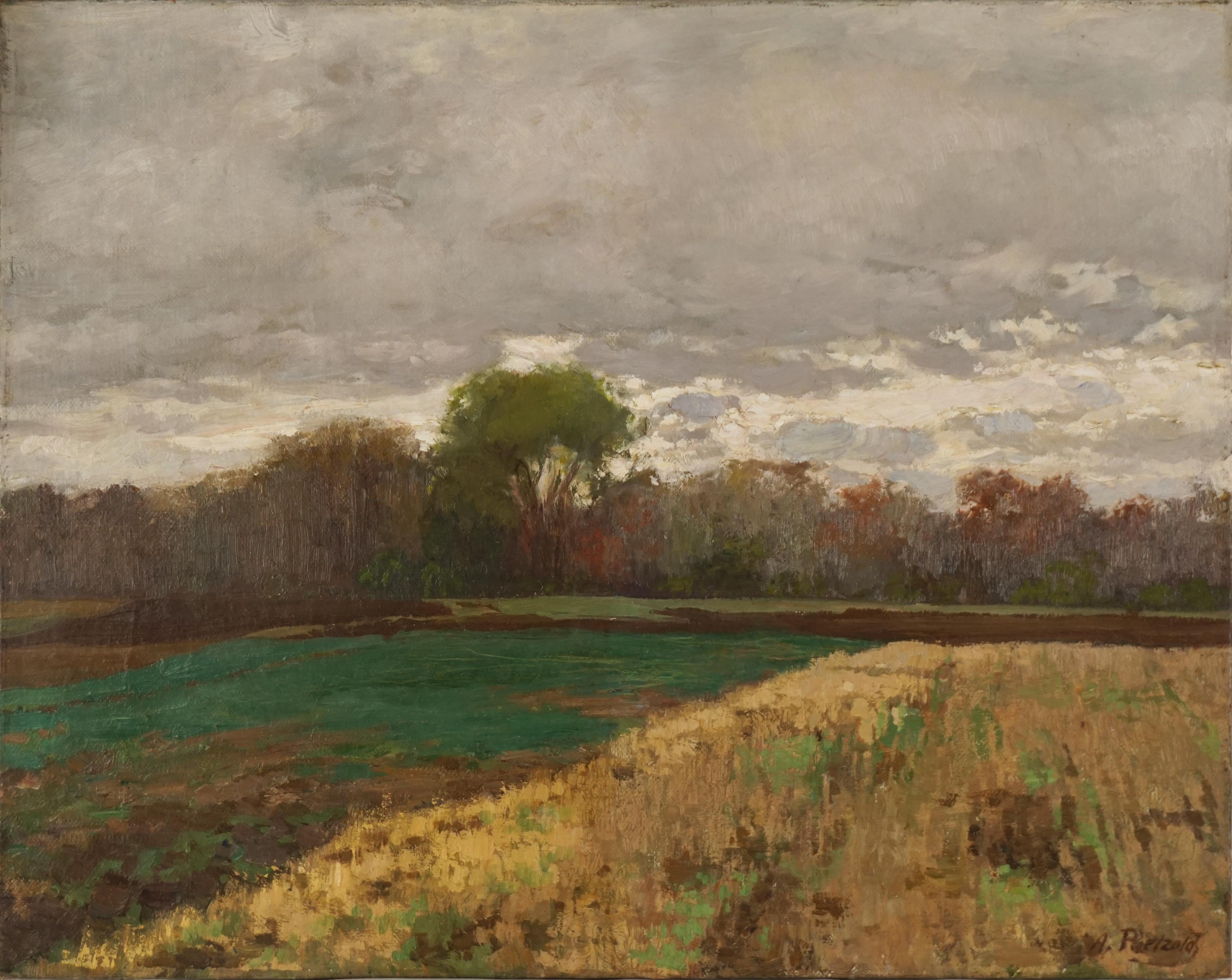Arthur Paetzold Landscape Painting – Deutsche impressionistische Flusslandschaft des späten 19.