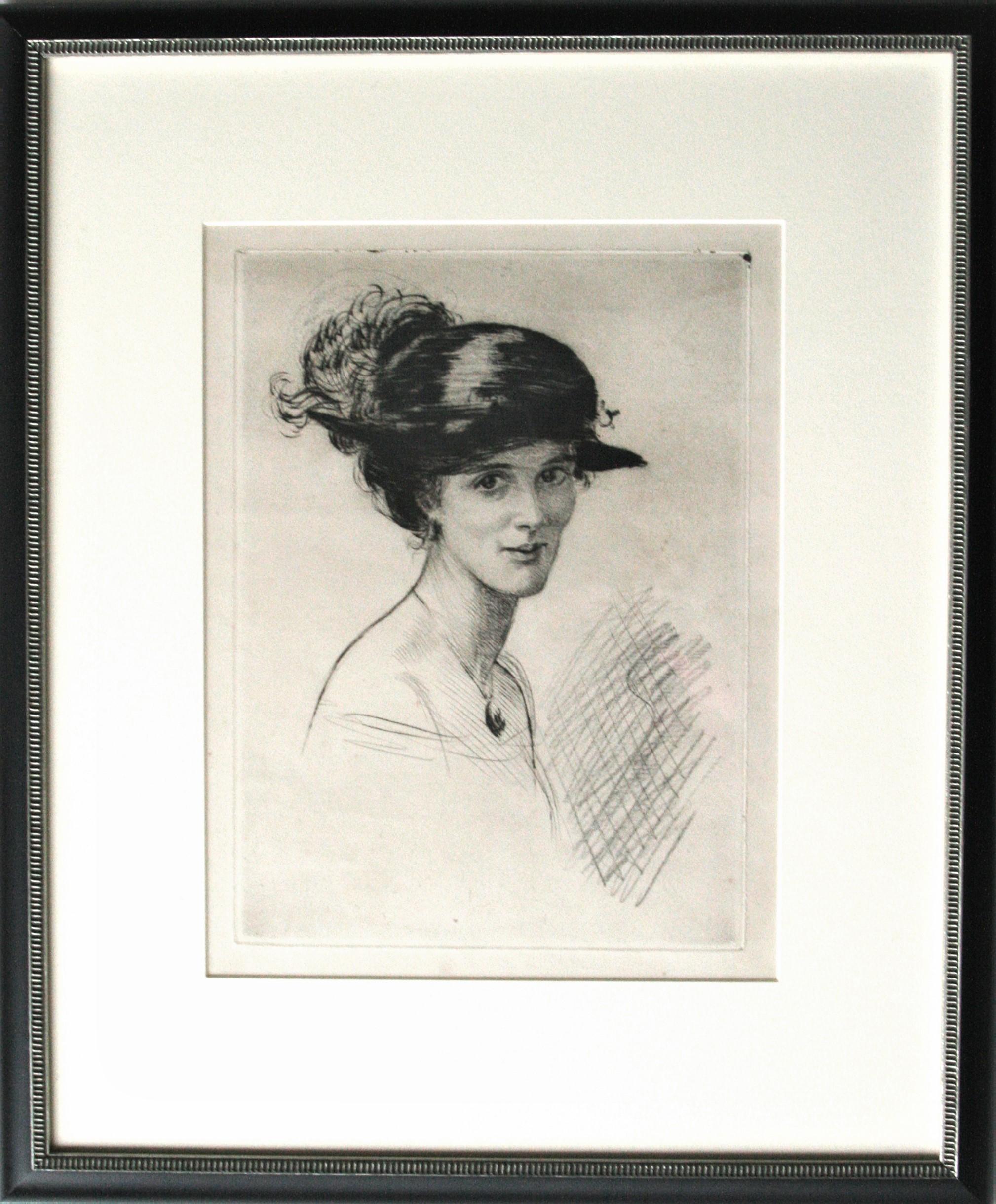 Arthur Paine Garratt Figurative Print - The Plumed Hat.