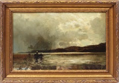 Antikes amerikanisches Original Hudson River School signiertes Landschaftsölgemälde