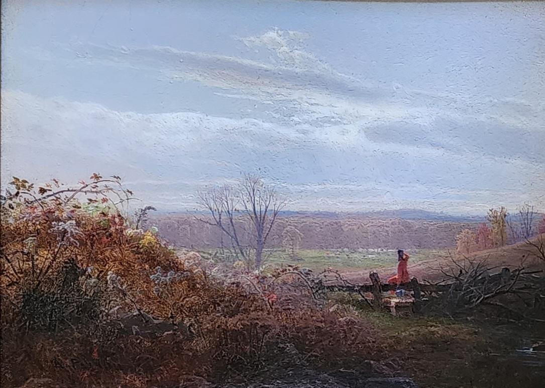 Arthur Parton Landscape Painting - Blackberry picking near Church's Farm Hudson NY