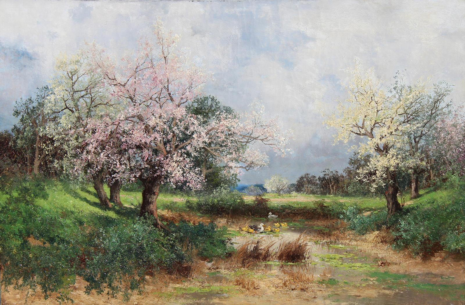 Landscape with Blossoming Trees and Ducks by Arthur Parton 1