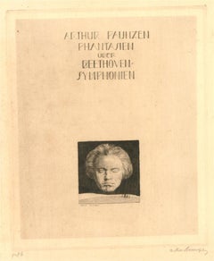 Antique Arthur Paunzen (1890-1940) - 1918 Etching, Portrait of Beethoven
