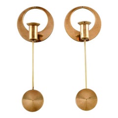 Arthur Pe for Kolbäck, a Pair of Modernist Candlesticks in Brass, 1950s