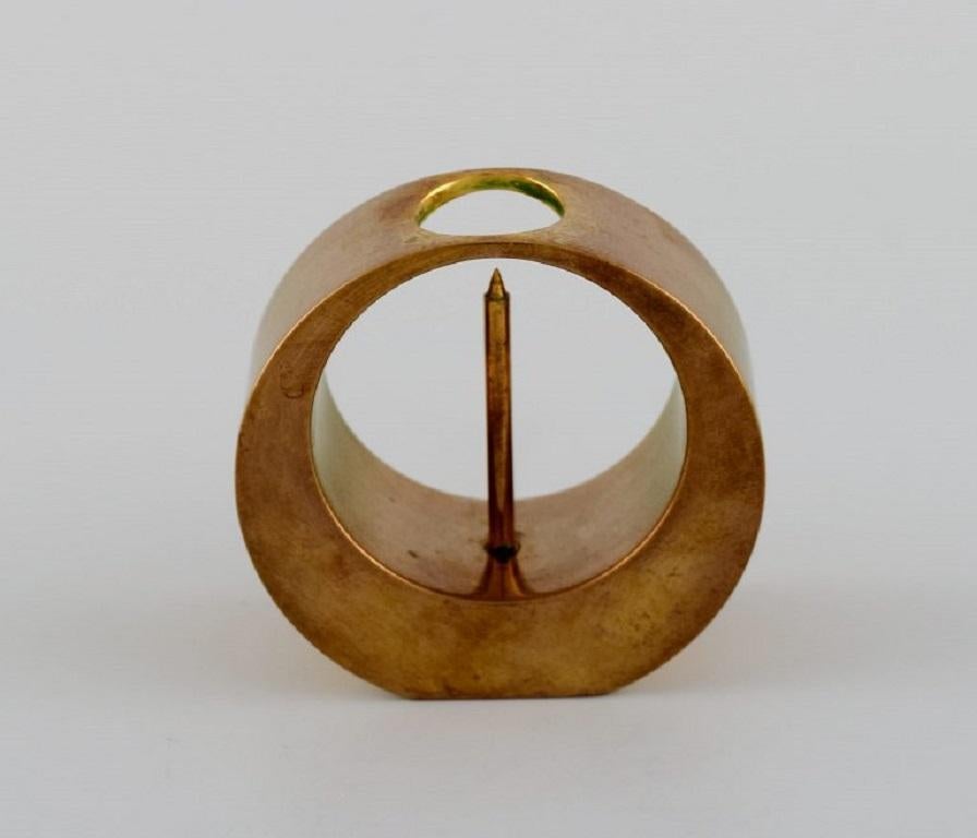 Scandinavian Modern Arthur Pe for Kolbäck, Rare Modernist Brass Candlestick, Swedish Design