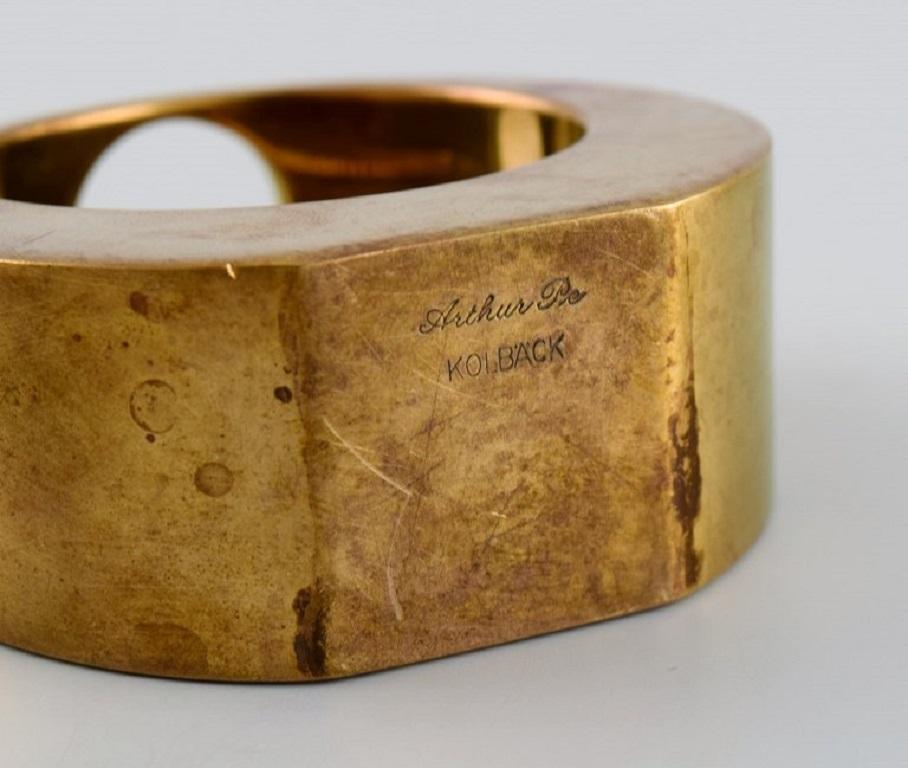 Arthur Pe for Kolbäck, Rare Modernist Brass Candlestick, Swedish Design 1