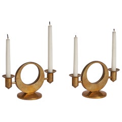Arthur PE Kolbäck, Candle Holders, Brass, Sweden, 1940s