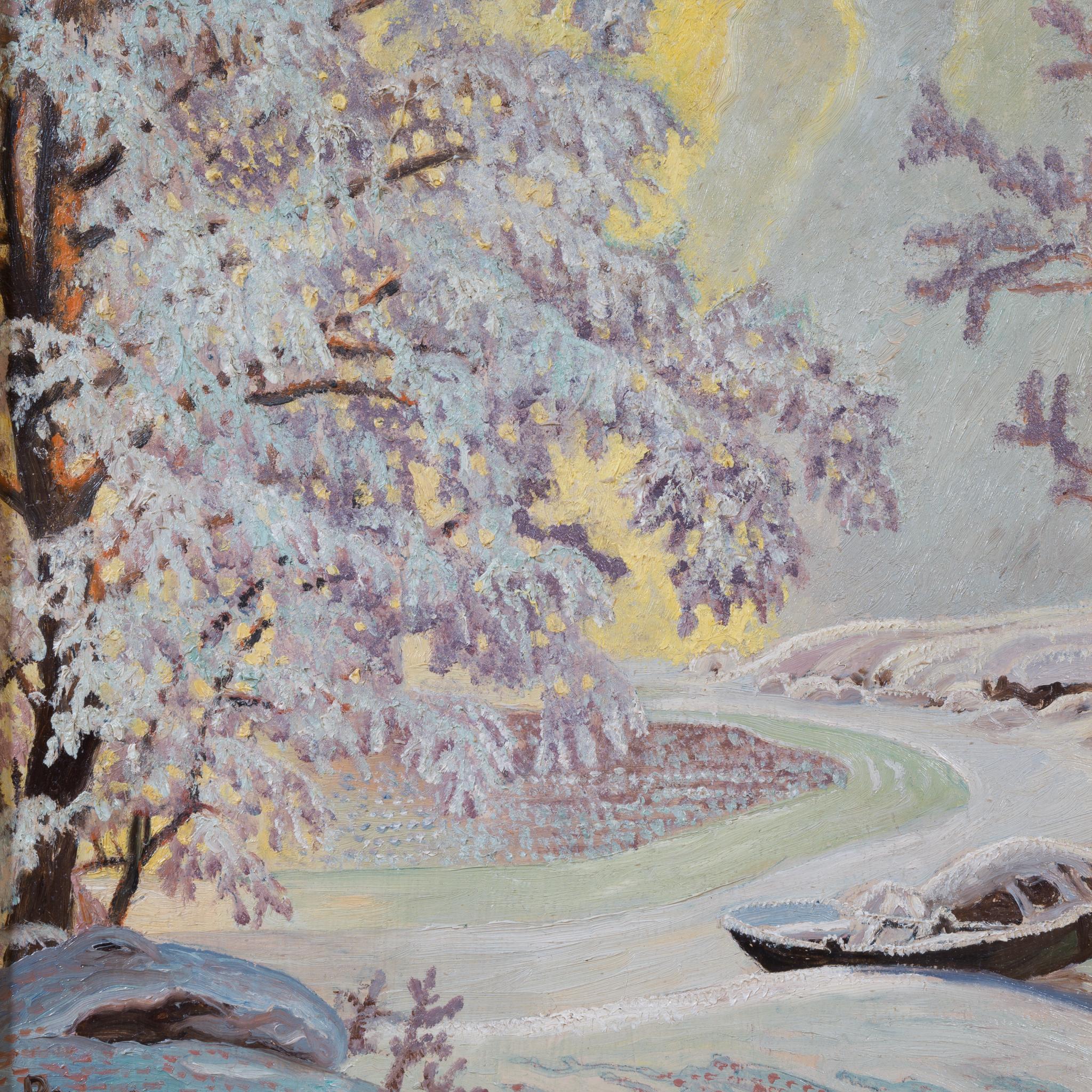 Arthur Percy – Winter Landscape with Snow-Covered Trees and River For Sale 2
