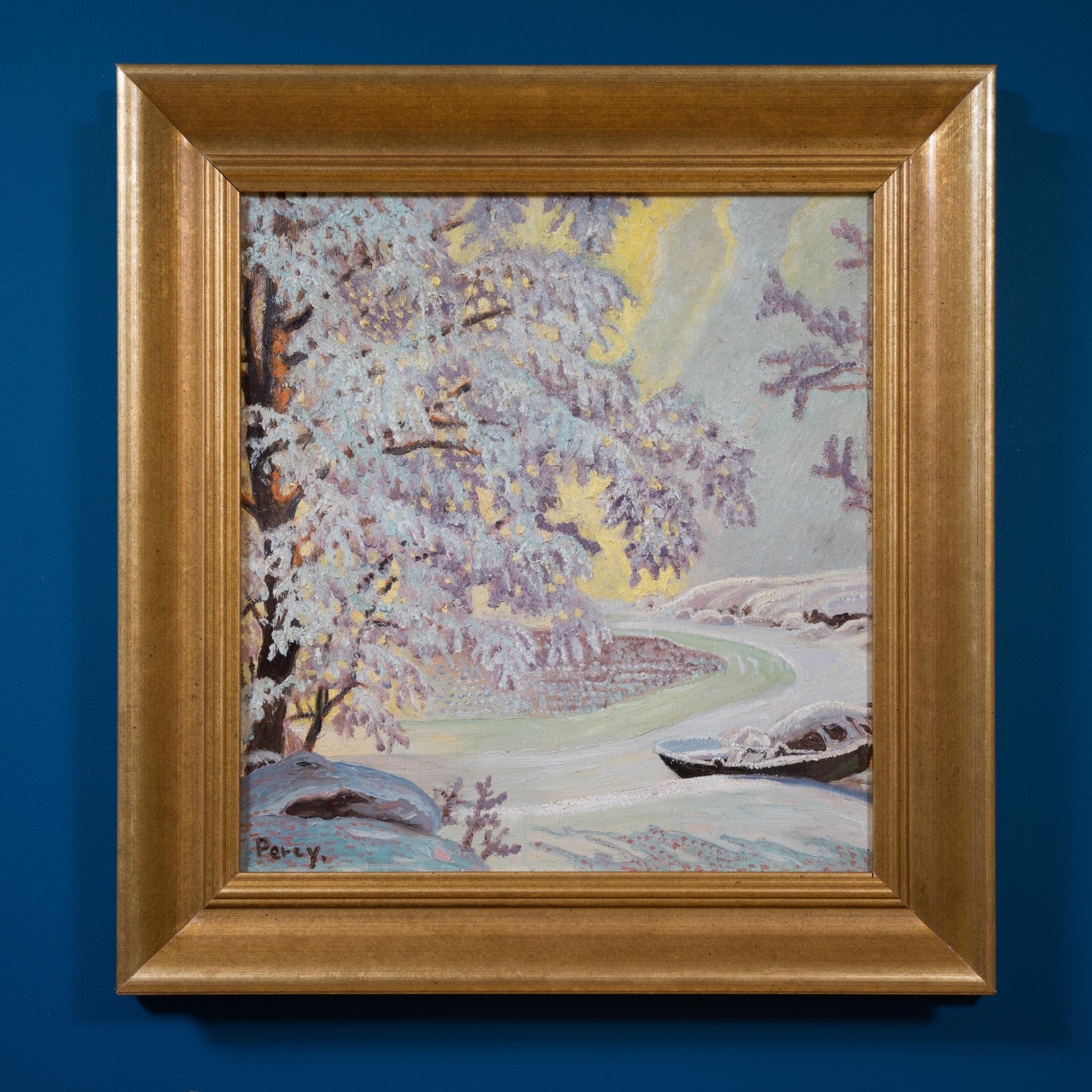 Arthur Percy – Winter Landscape with Snow-Covered Trees and River For Sale 4