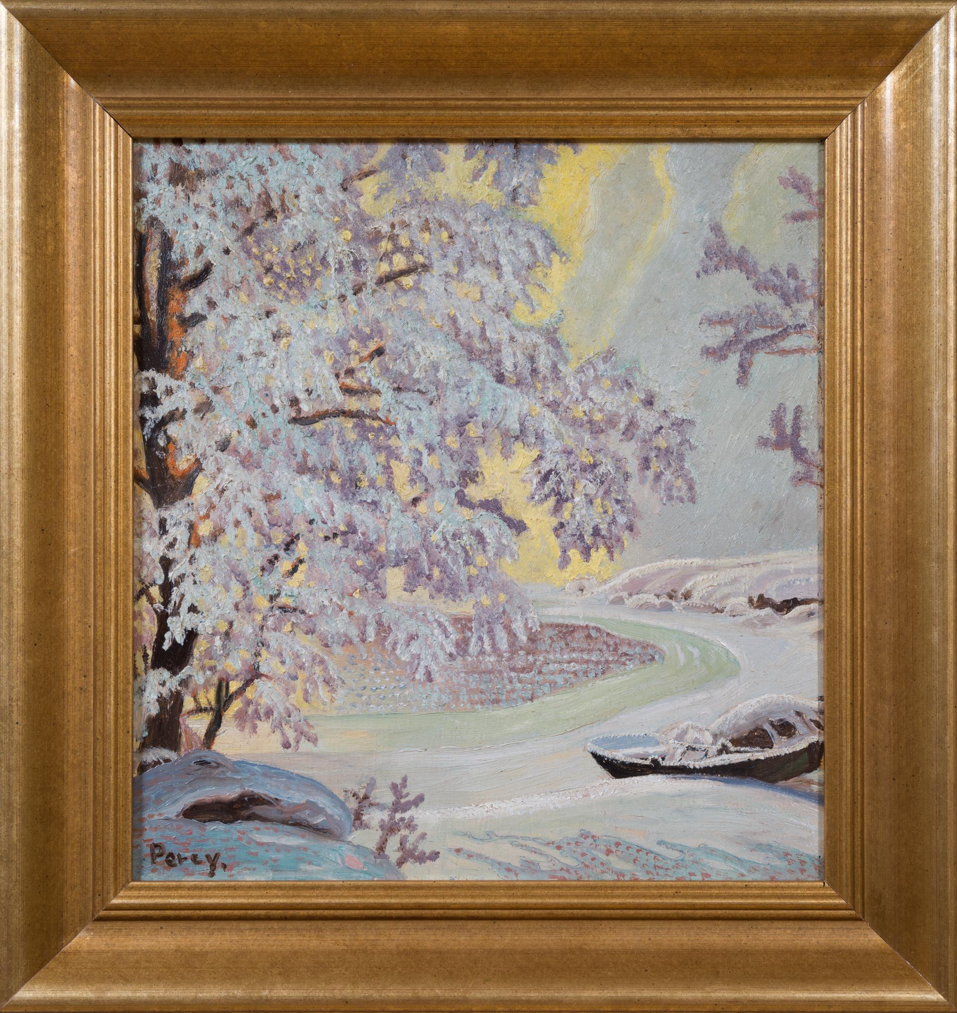 Arthur Percy – Winter Landscape with Snow-Covered Trees and River For Sale 5