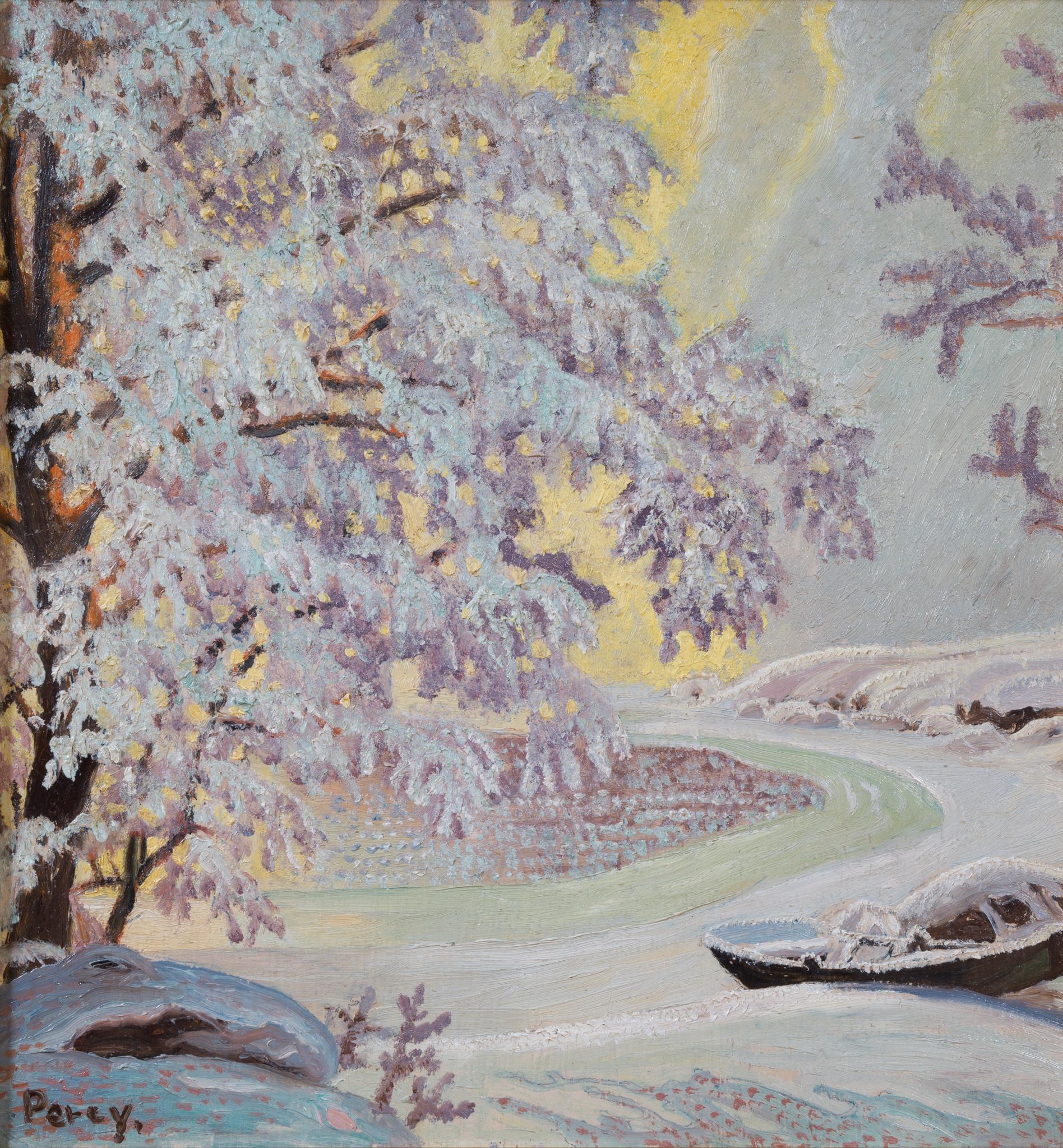 Arthur Percy – Winter Landscape with Snow-Covered Trees and River For Sale 6