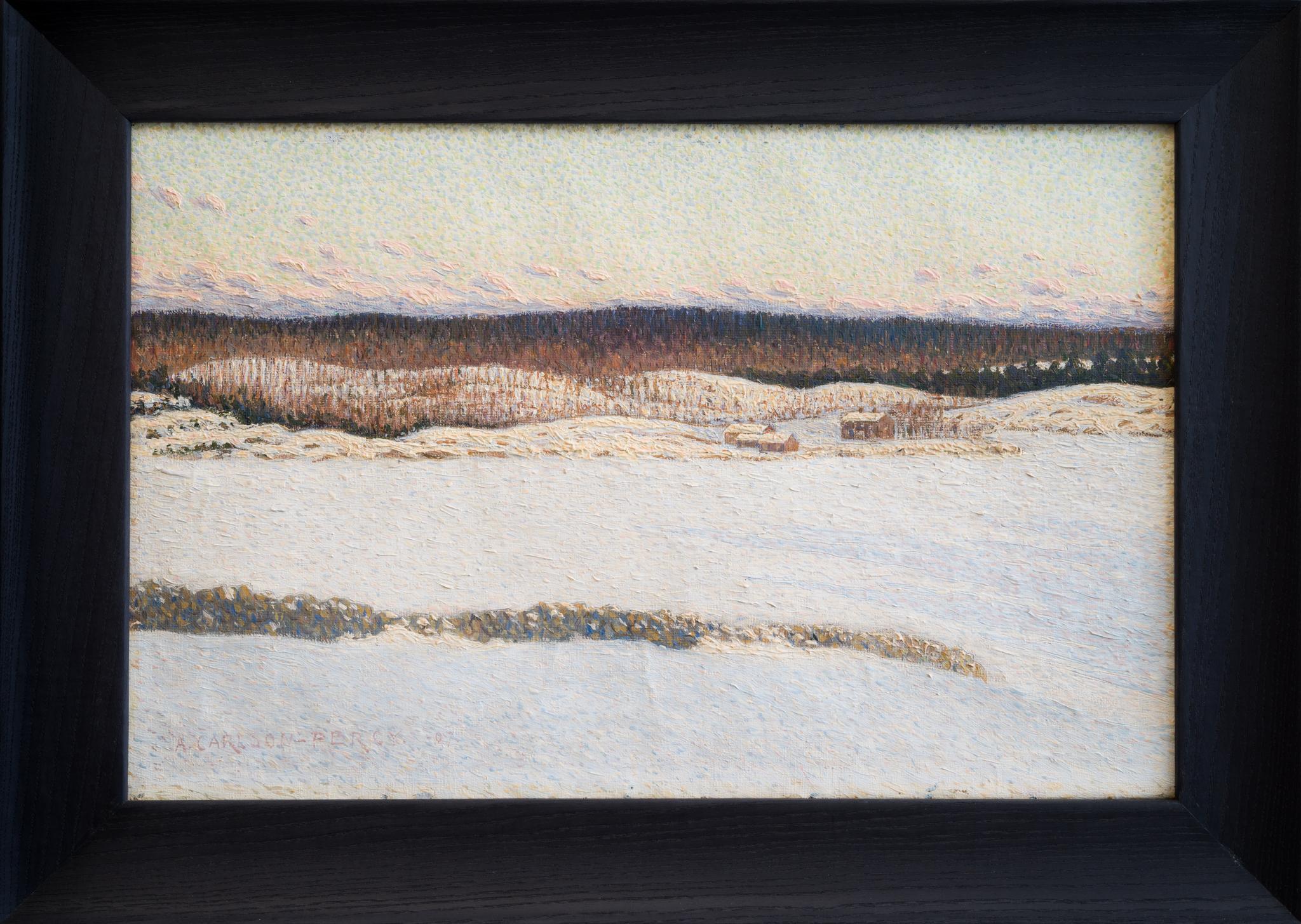 Pointillist - Scandinavian Winter Landscape, 1907 by Arthur Percy  For Sale 1