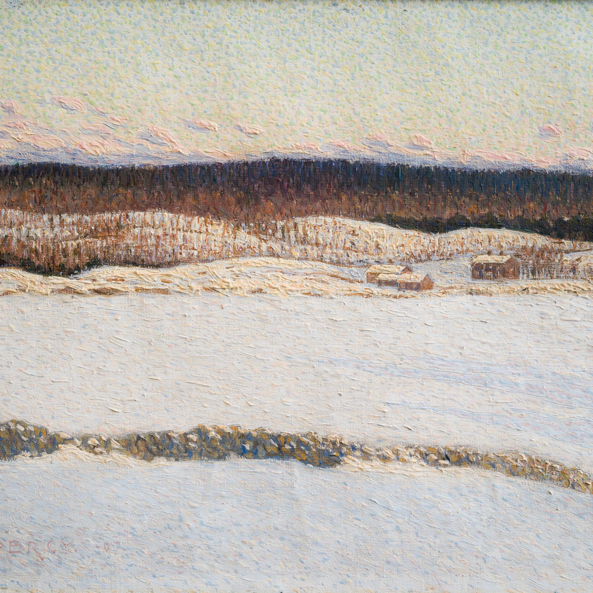 Pointillist - Scandinavian Winter Landscape, 1907 by Arthur Percy  For Sale 3