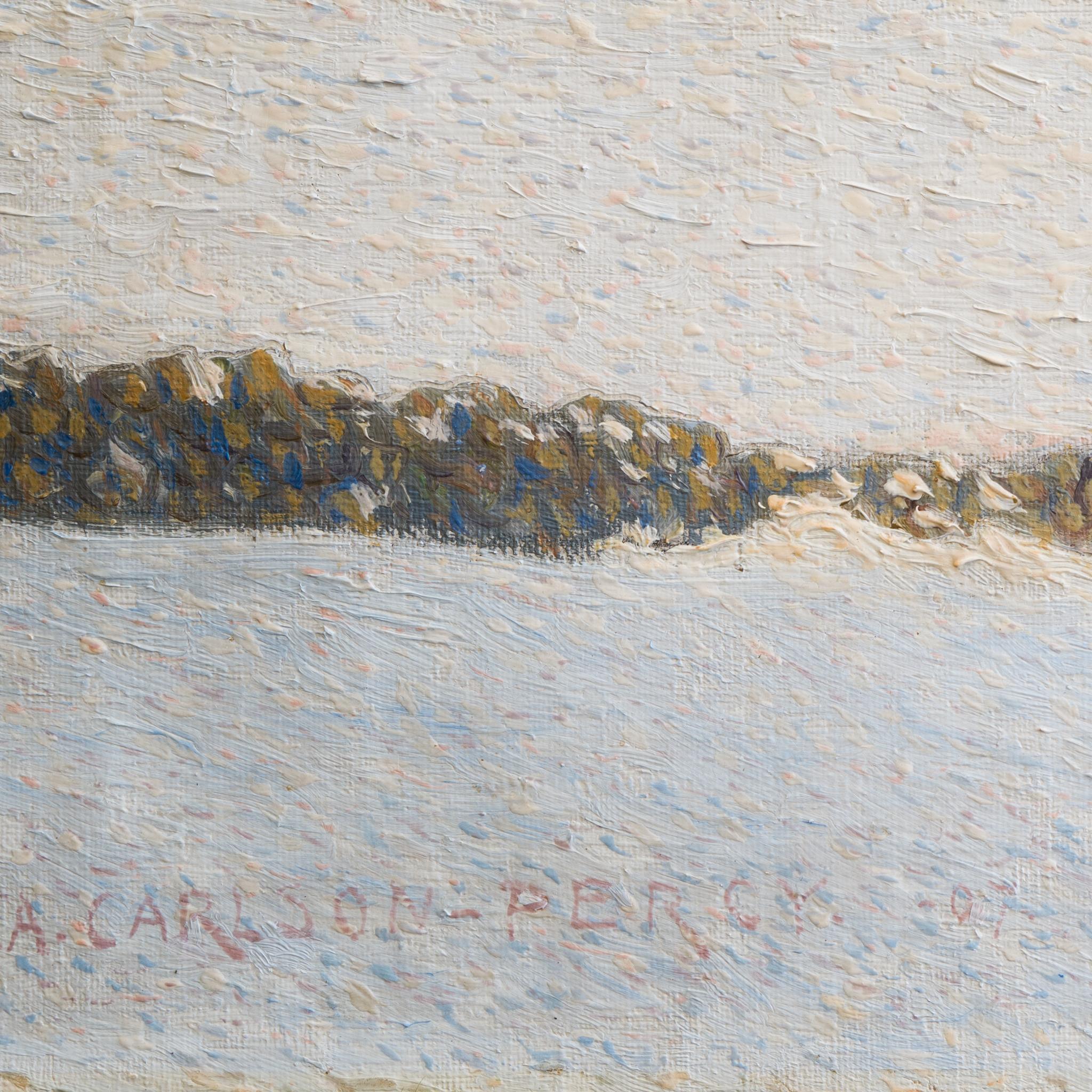 Pointillist - Scandinavian Winter Landscape, 1907 by Arthur Percy  For Sale 4