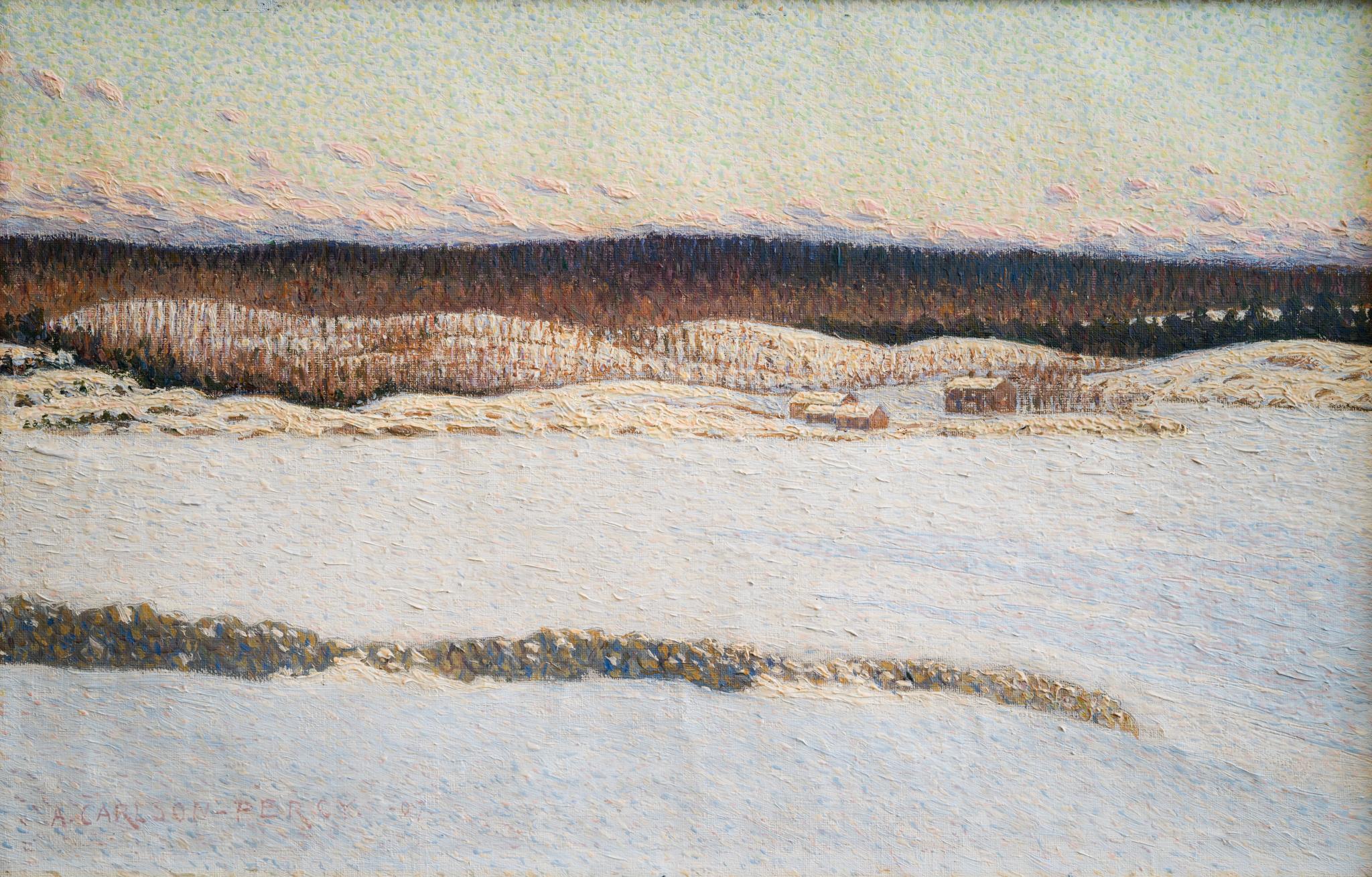 Pointillist - Scandinavian Winter Landscape, 1907 by Arthur Percy 